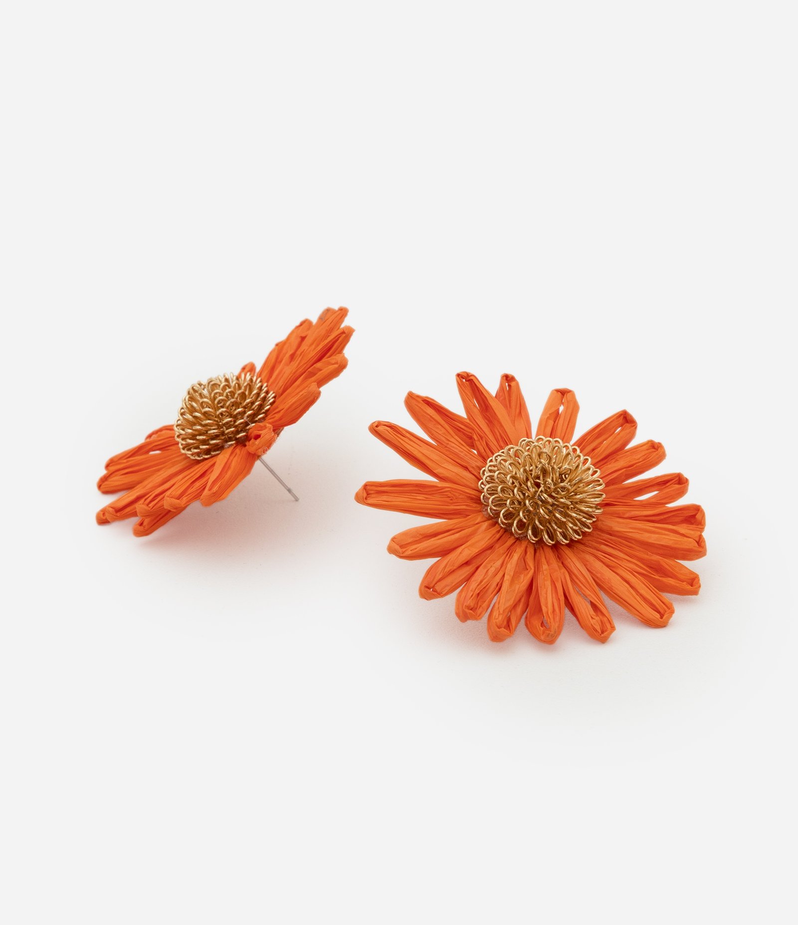 Brinco Botão com Forma de Flor Laranja 2