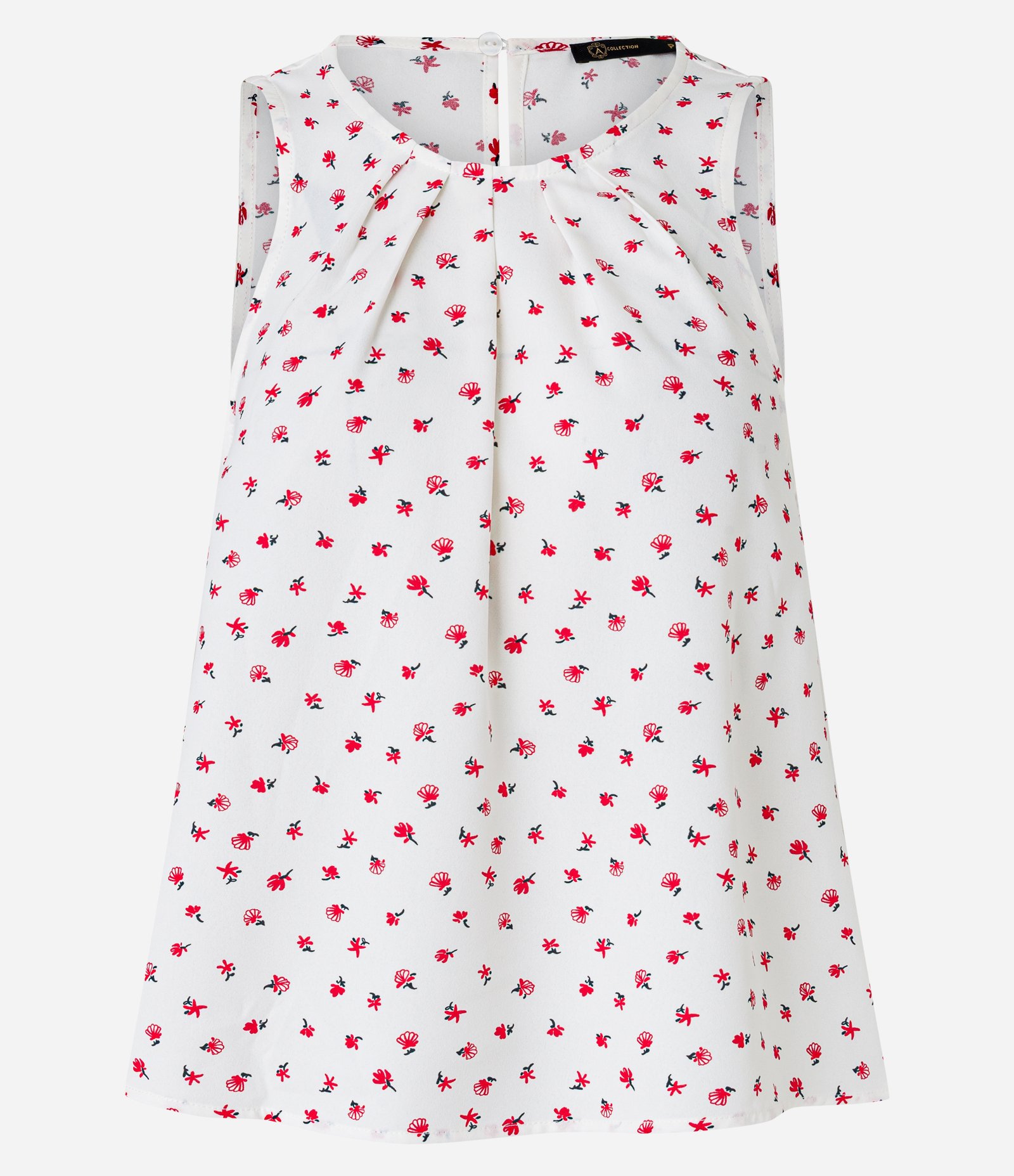 Blusa em Airflow com Franzido na Gola e Estampa Floral Branco 5