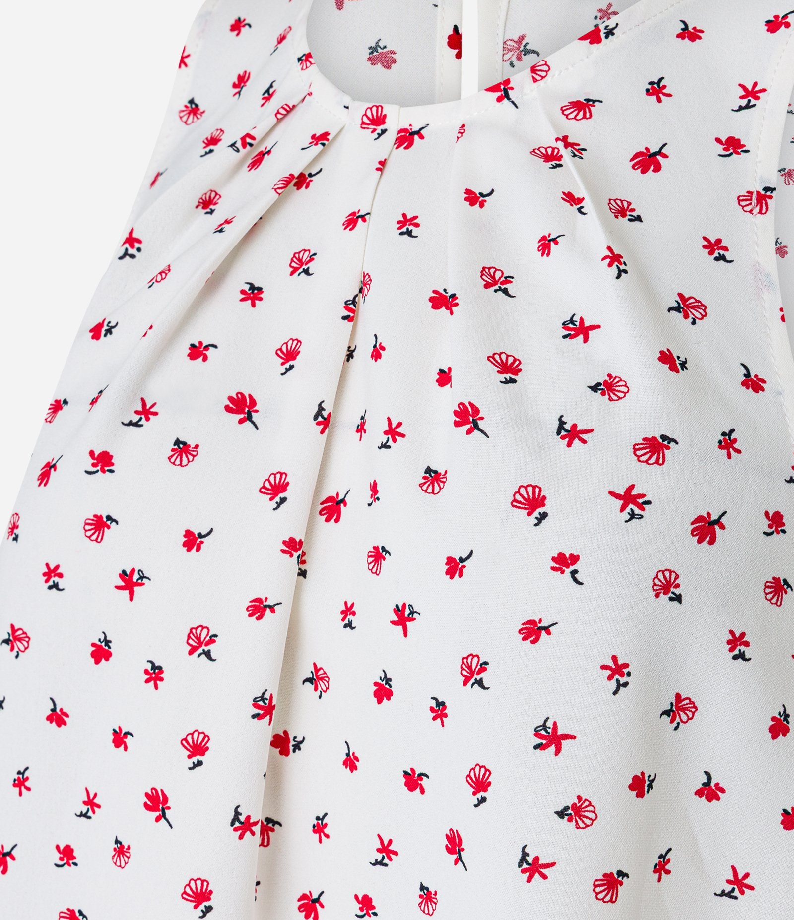 Blusa em Airflow com Franzido na Gola e Estampa Floral Branco 6