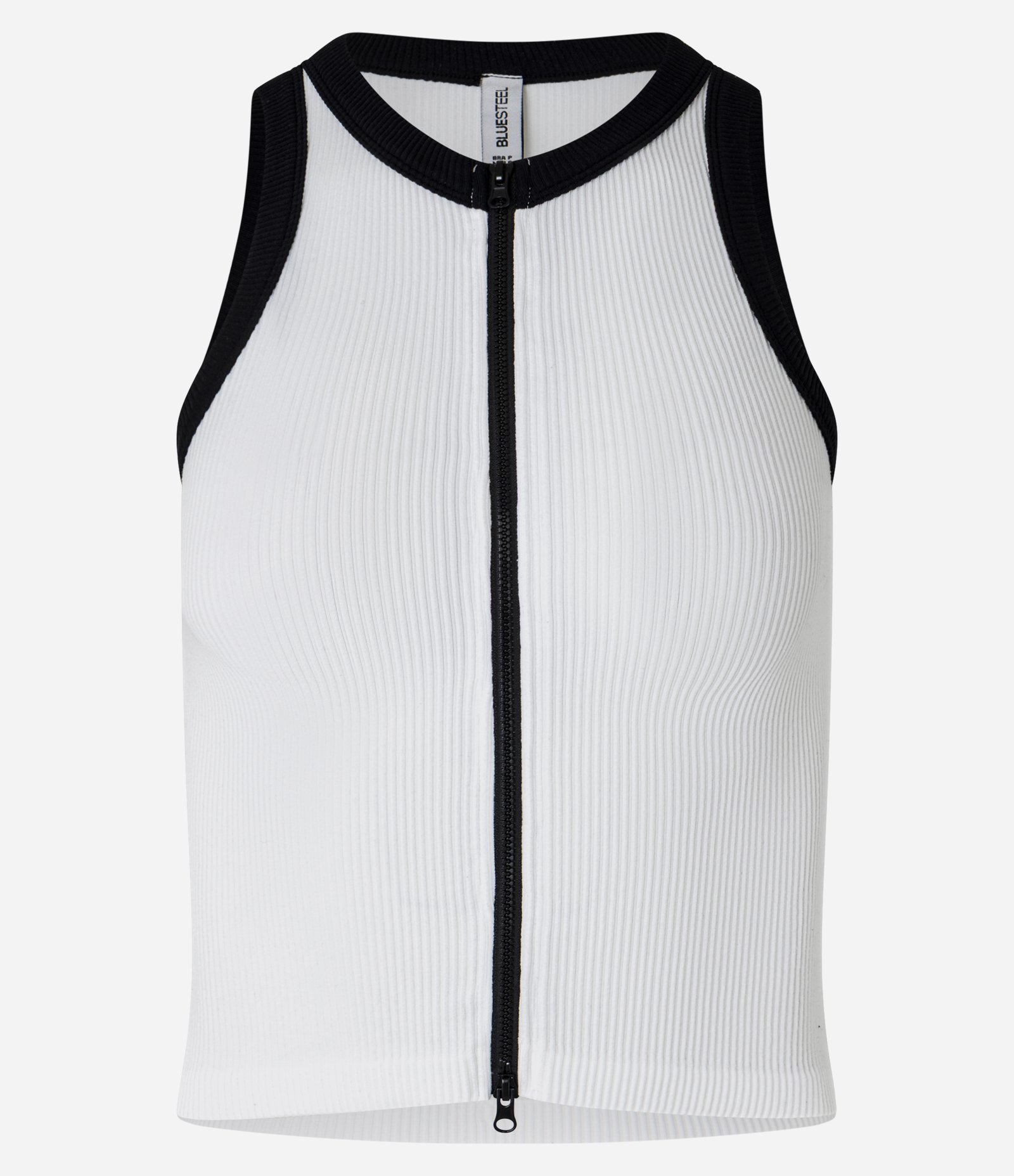 Regata Seamless com Zíper e Viés Contraste Branco 6