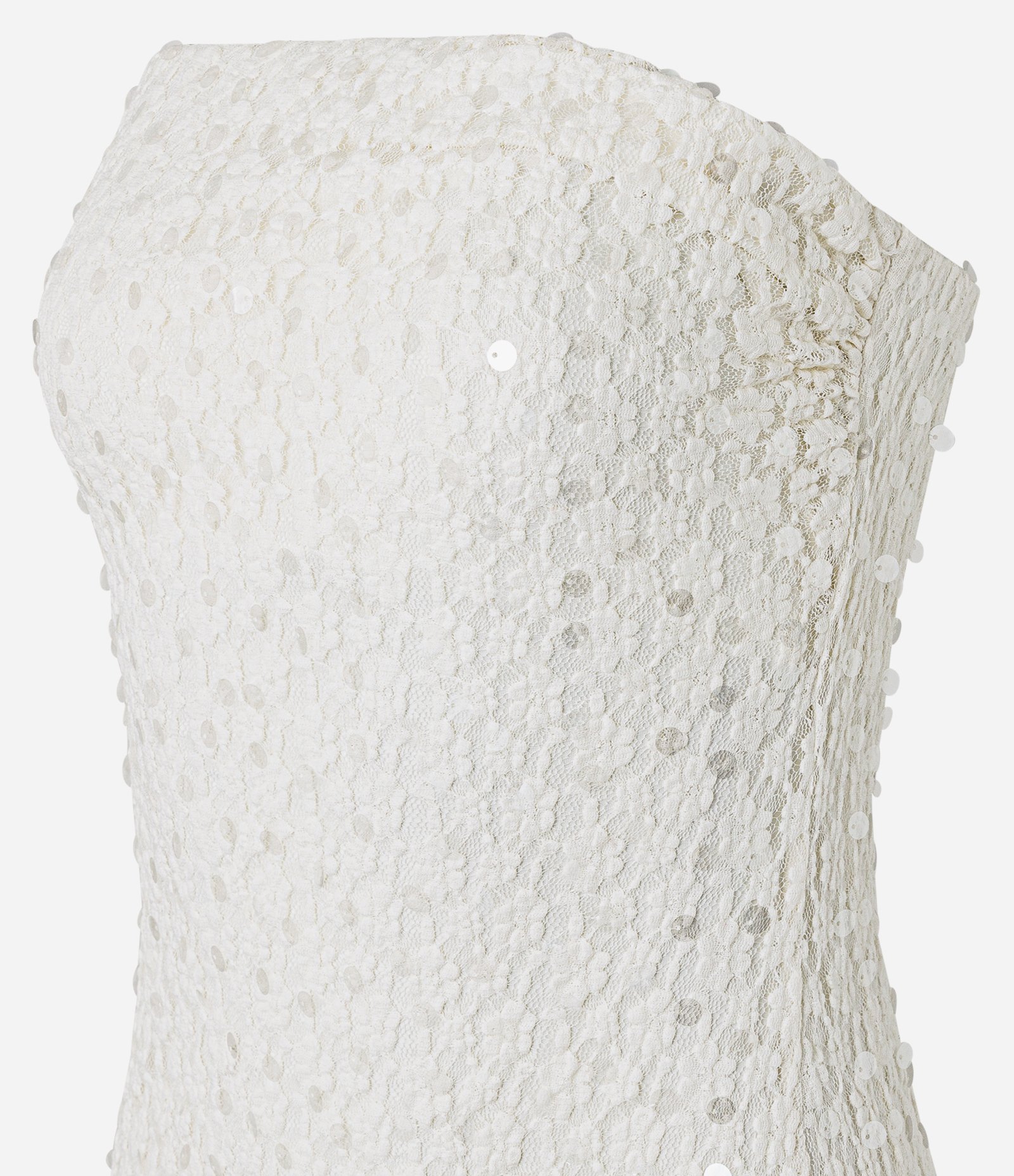 Vestido Longo Tomara que Caia em Renda e Paetê Branco 6