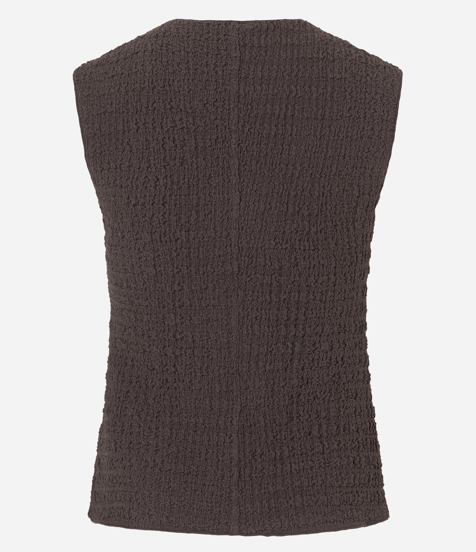 Blusa Regular em Anarruga Sem Mangas Texturizadas Marrom 6