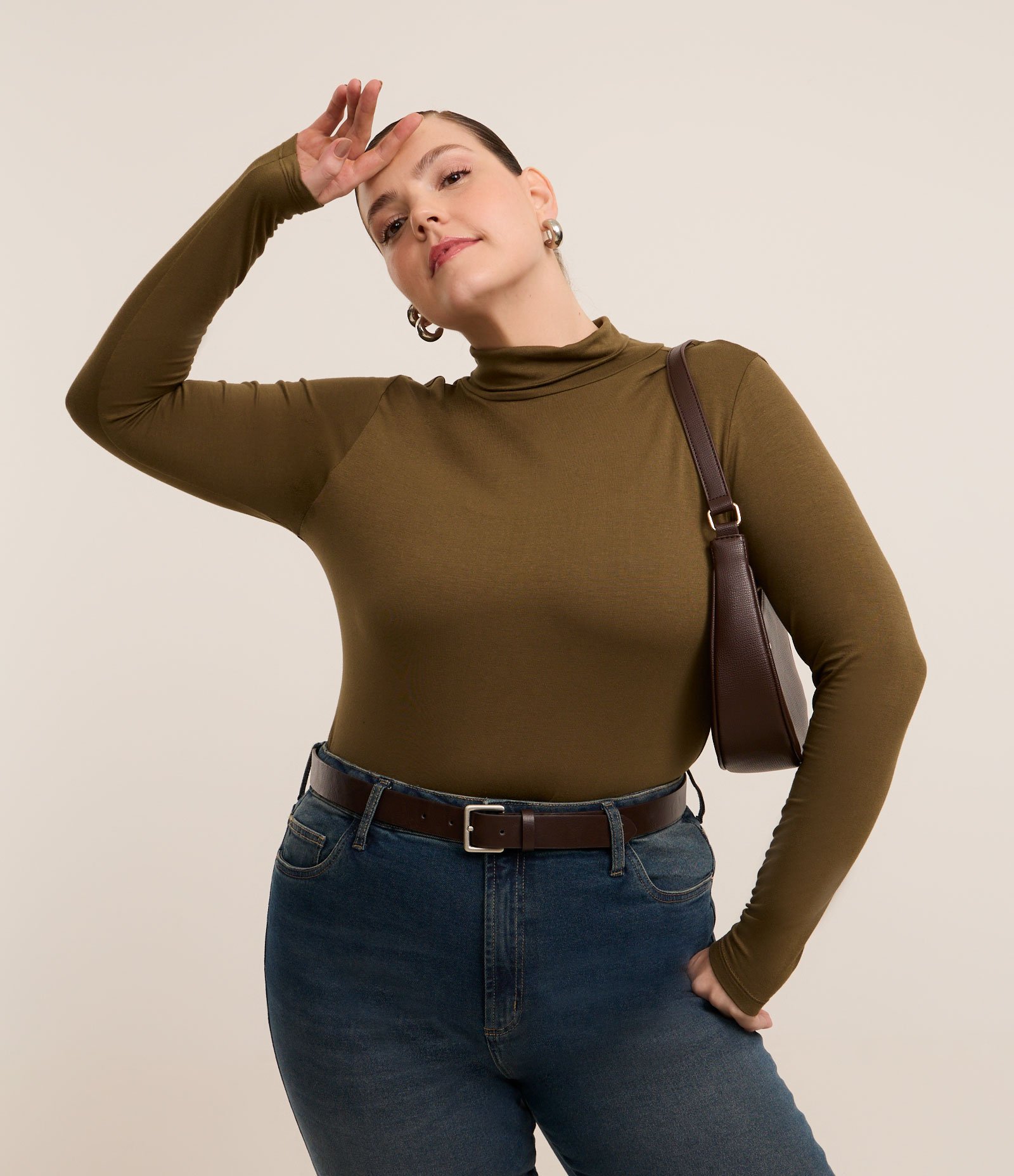 Blusa Gola Alta em Viscolycra Curve & Plus Size Verde 2