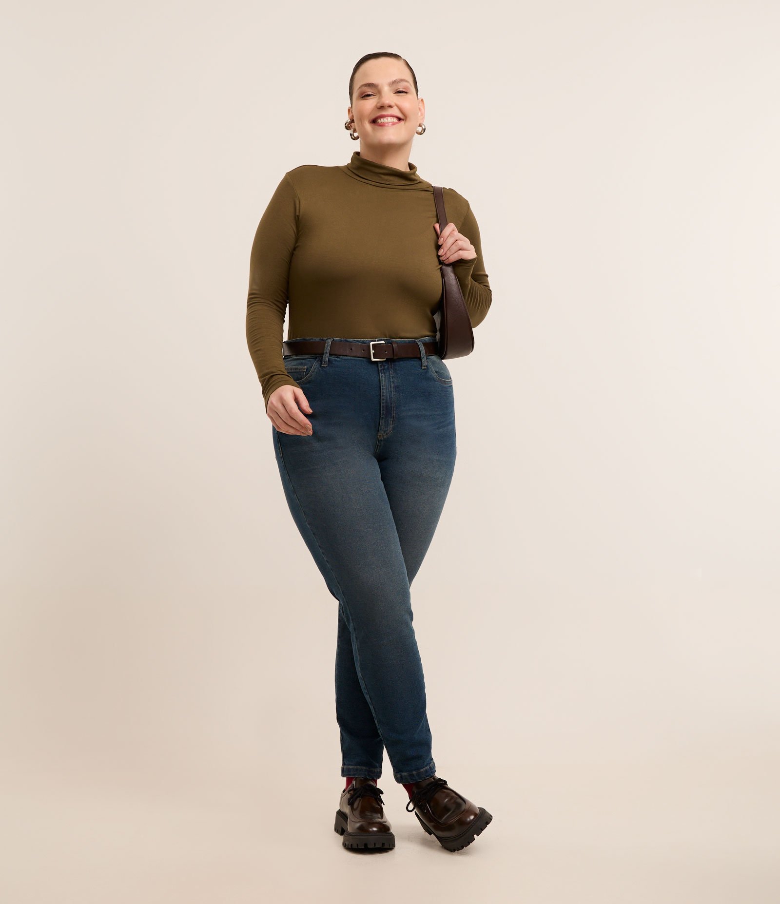 Blusa Gola Alta em Viscolycra Curve & Plus Size Verde 3