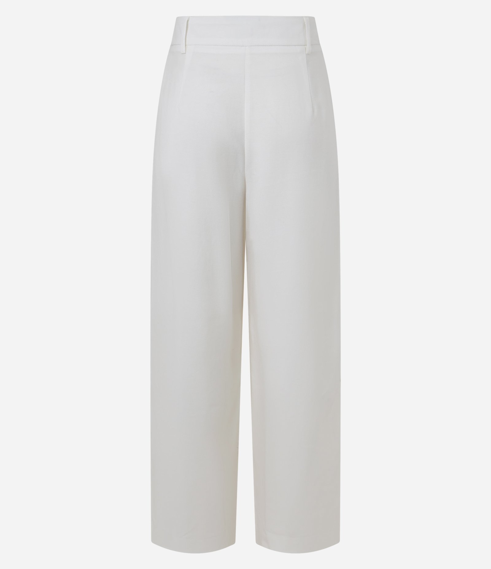 Calça Wide Leg Cintura Alta em Crepe com Cós Alfaiatado Off White 2