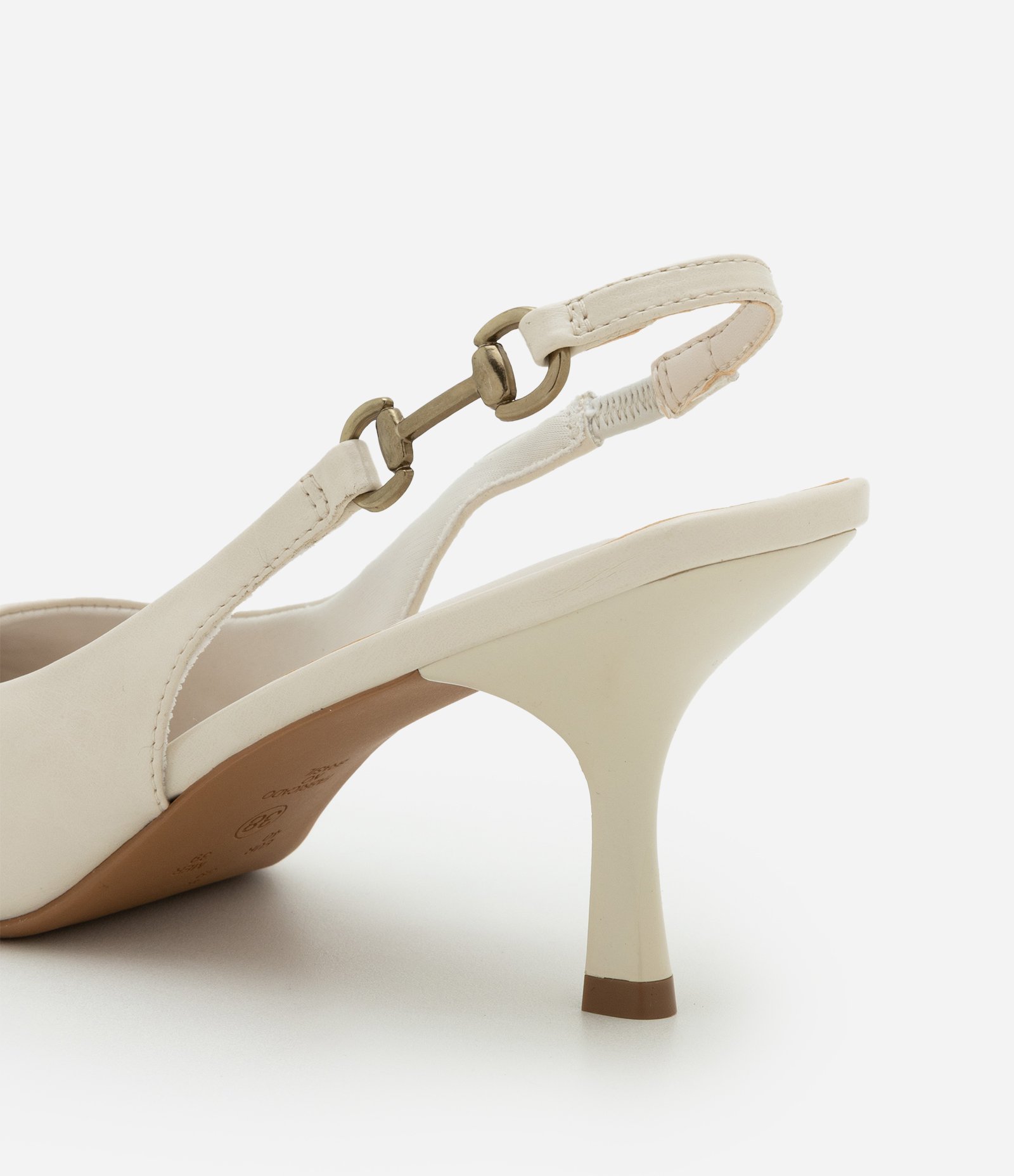 Sapato Slingback com Aviamento Lateral Off White 4