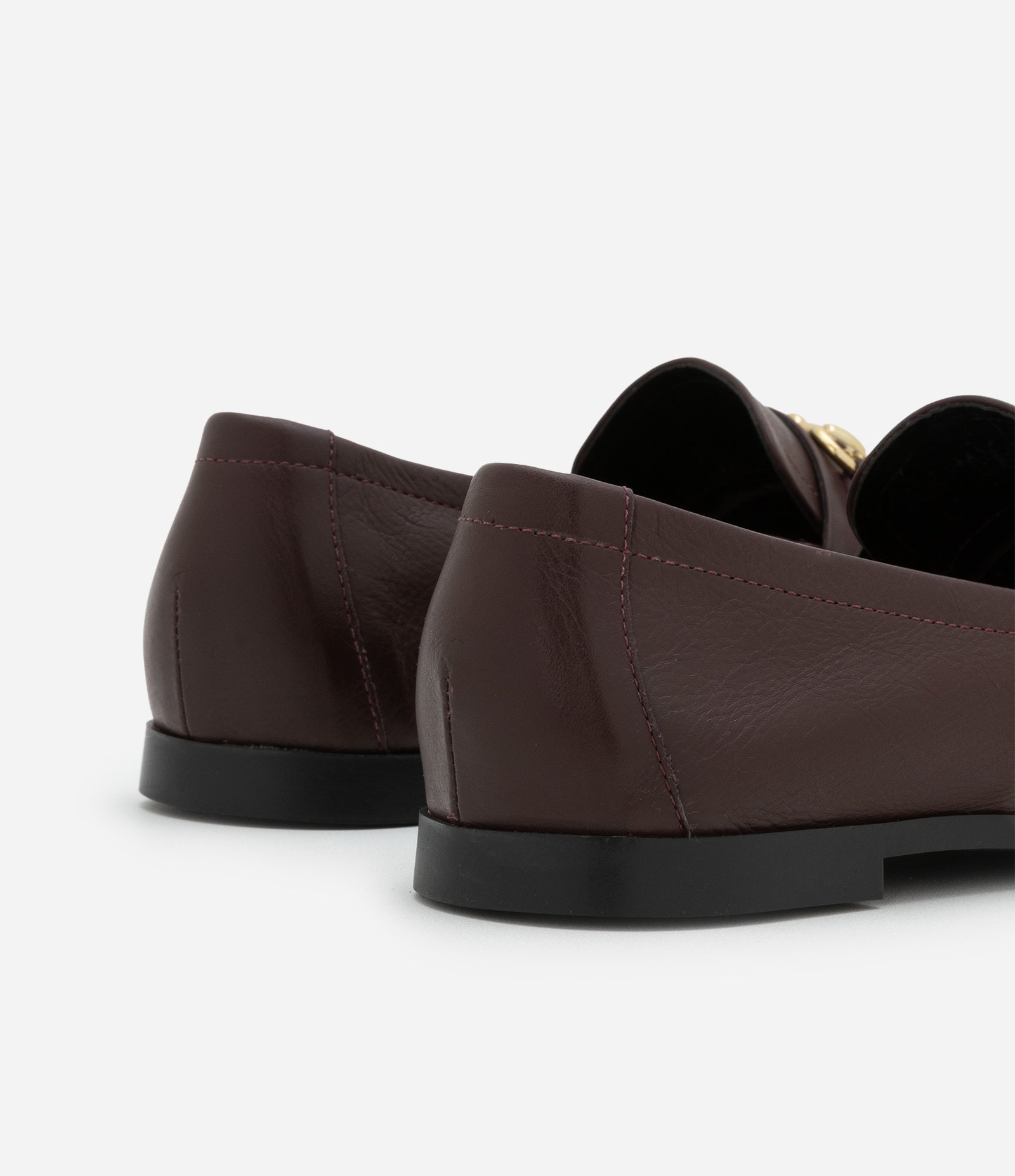 Sapato Mocassim em Couro com Bridão Contrastante Vinho 5