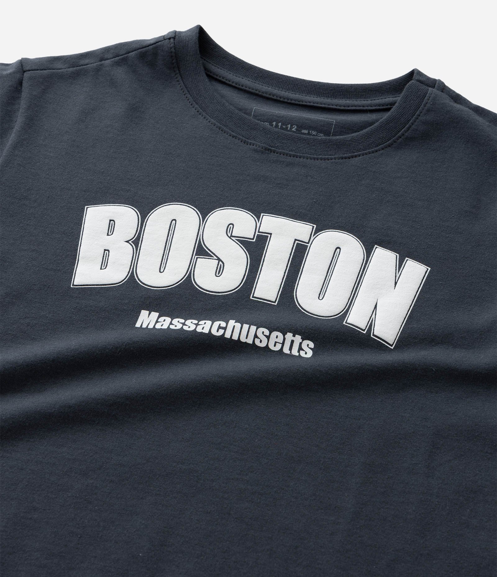 Camiseta Infantil com Lettering Boston - Tam 5 a 14 Anos Cinza 4