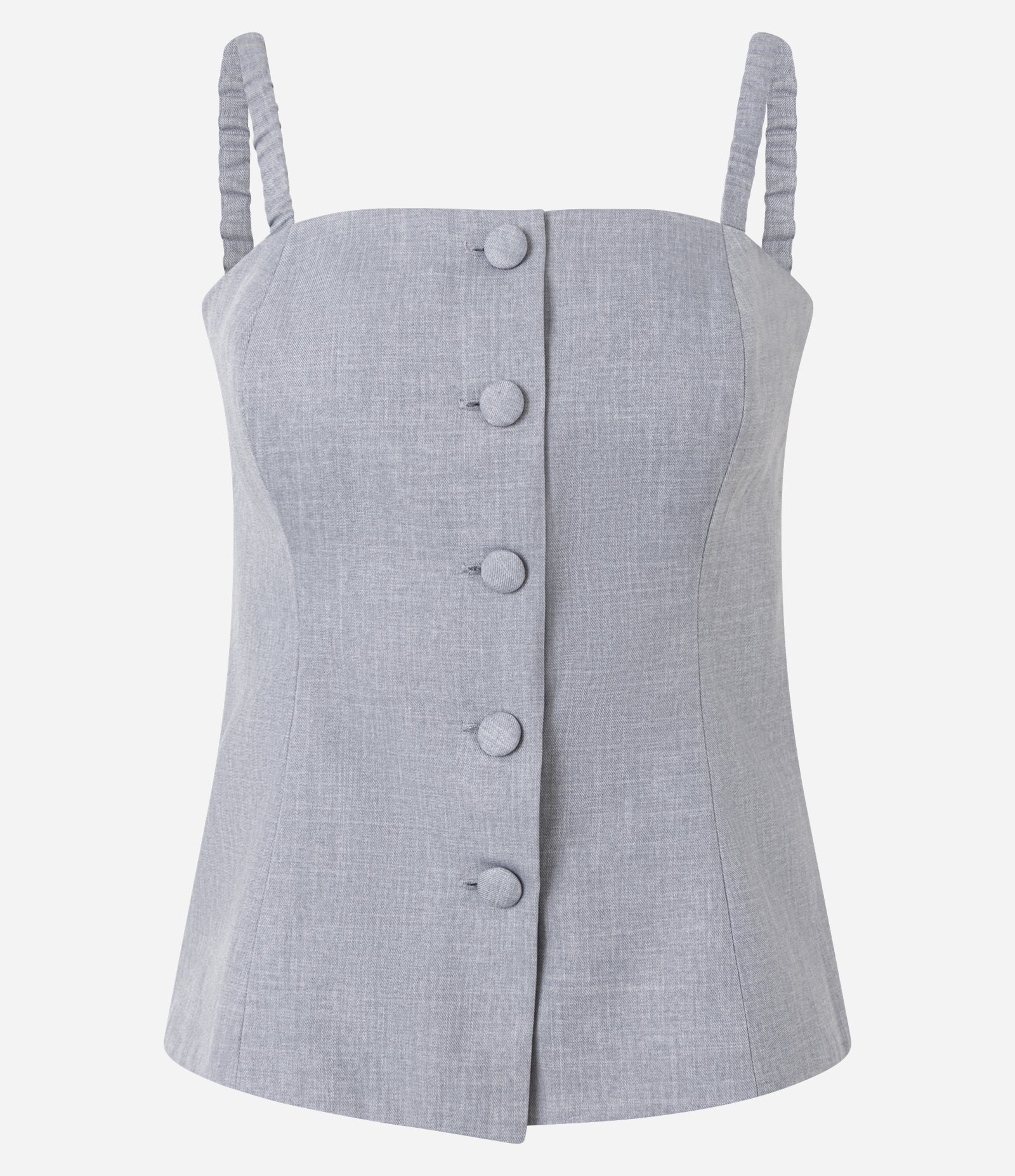 Blusa Alfaiatada de Alça com Botões Forrados Cinza 5