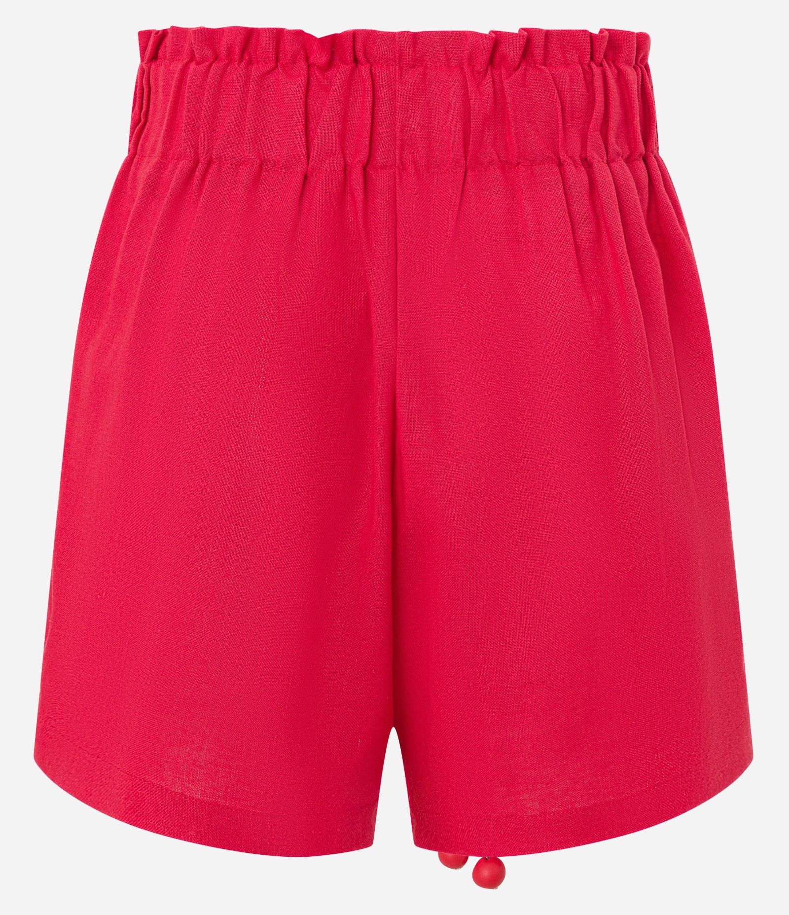 Short Cintura Alta em Viscolinho com Cinto e Amarração Vermelho 6