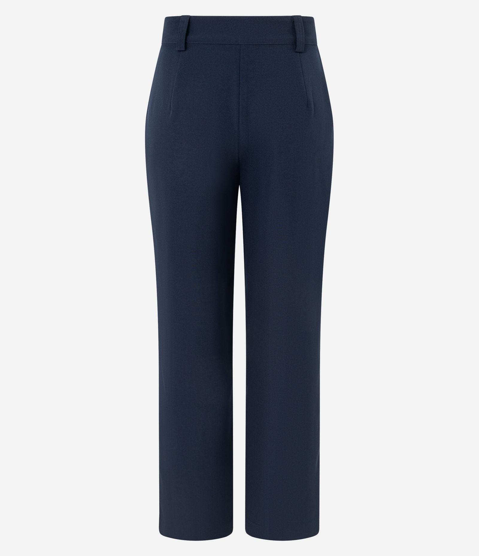 Calça Reta Alfaiatada Cintura Alta com Bolsos Falsos e Frisos Azul Marinho 6