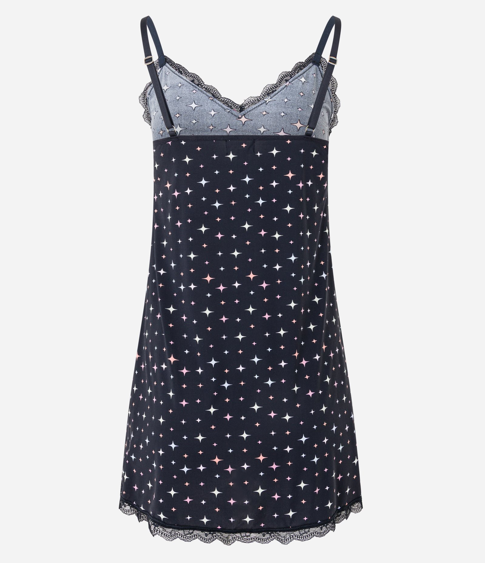 Camisola em Microfibra com Estampa de Brilhos e Detalhe de Renda Preto 6