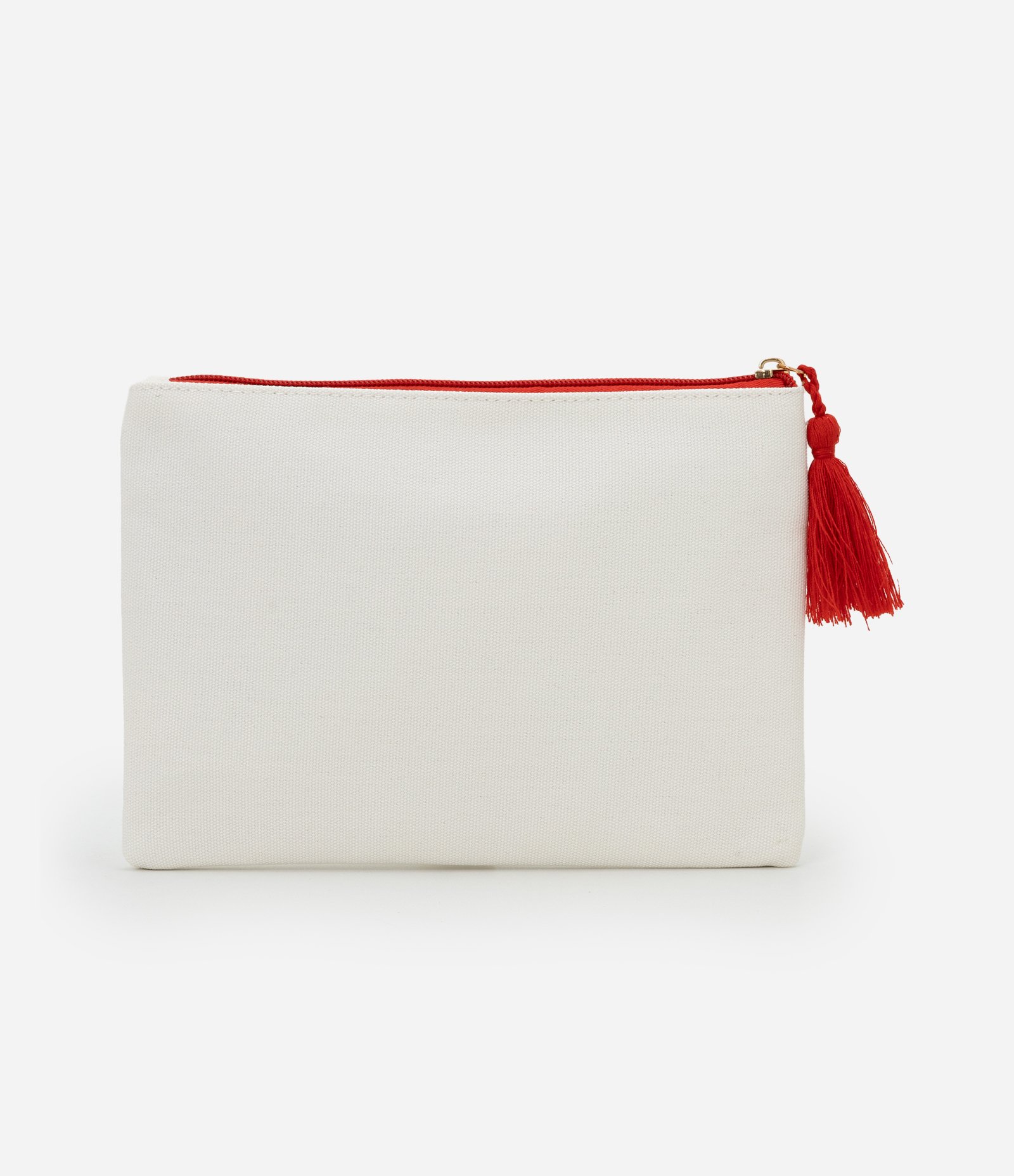 Necessaire Envelope com Estampa de Pimenta e Tassel Off White 3