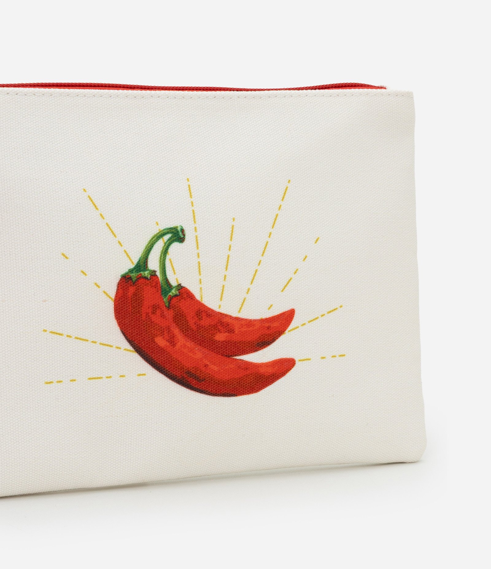 Necessaire Envelope com Estampa de Pimenta e Tassel Off White 4