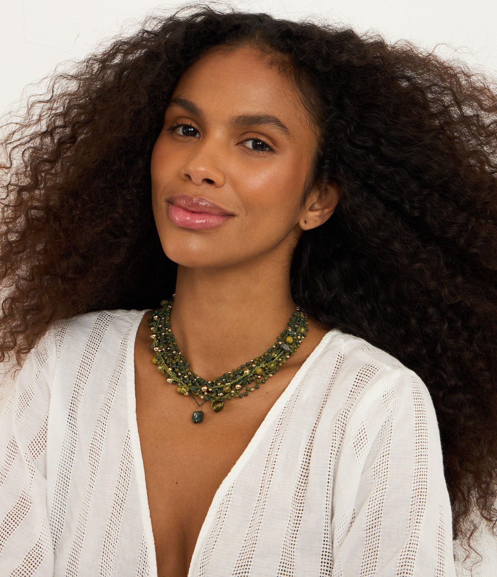 Maxi Colar com Camadas e Miçangas e Eferas Verde 4