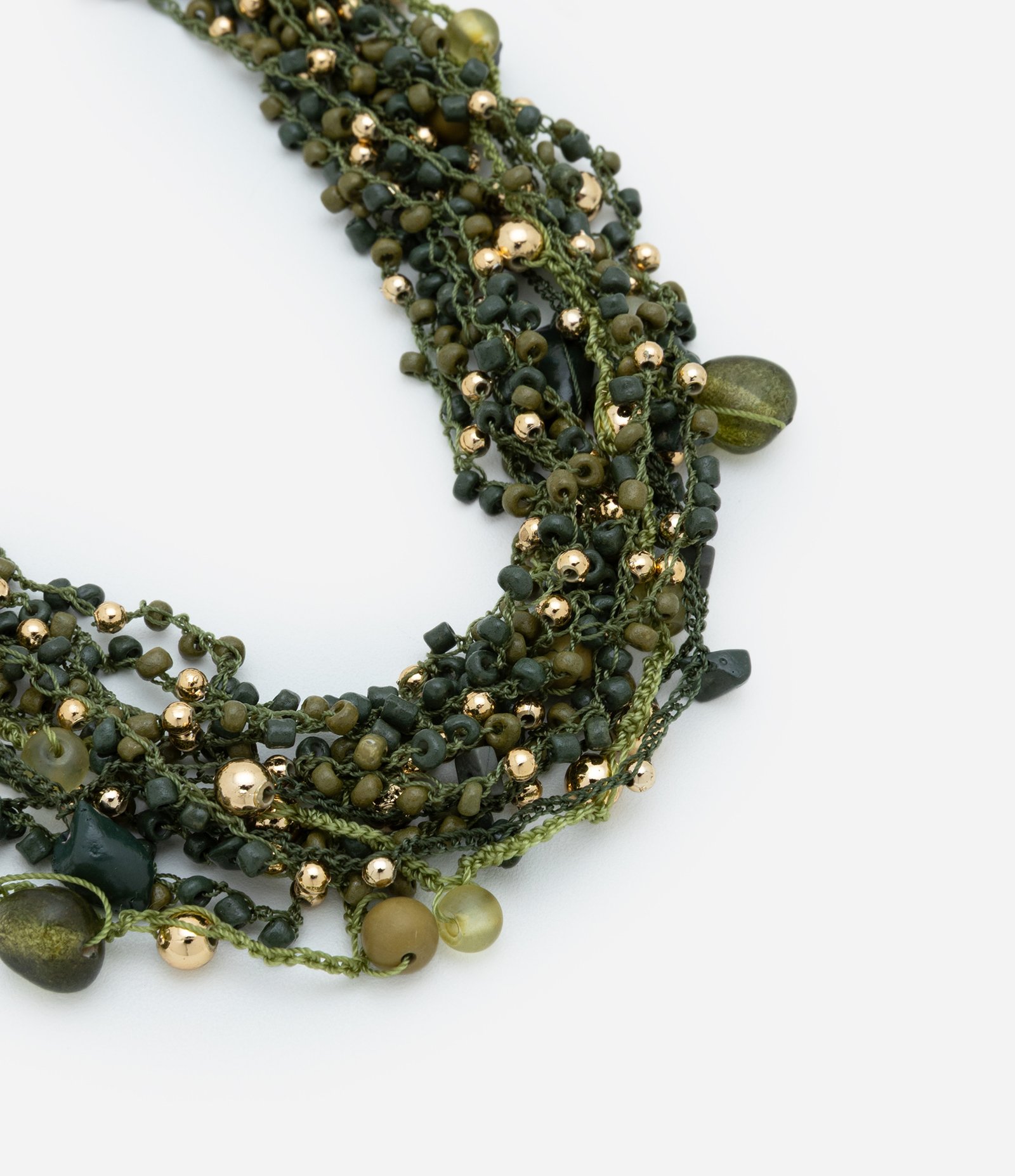 Maxi Colar com Camadas e Miçangas e Eferas Verde 2