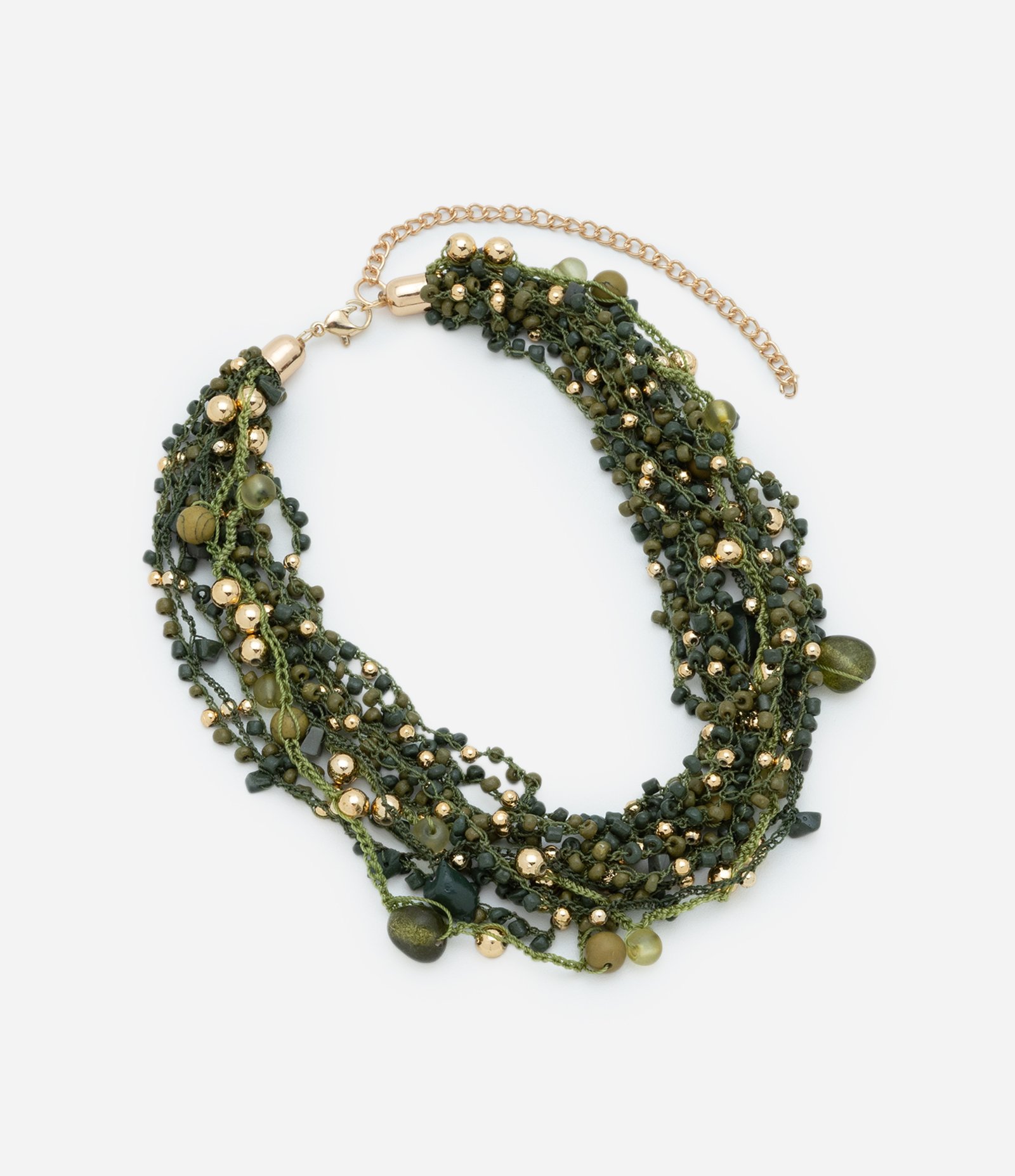 Maxi Colar com Camadas e Miçangas e Eferas Verde 3