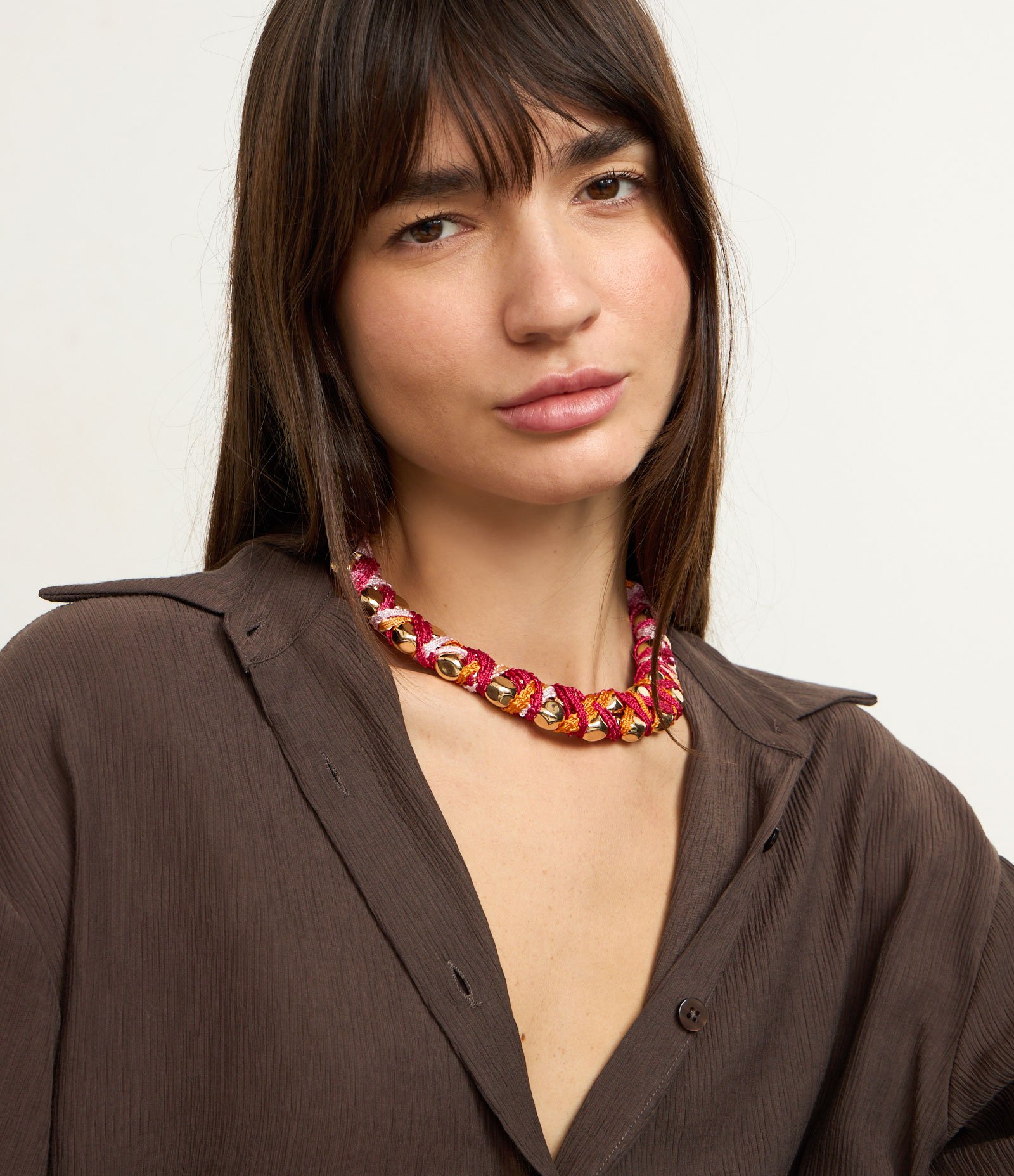 Maxi Colar com Cordão Enrolado em Esferas Multicores 1