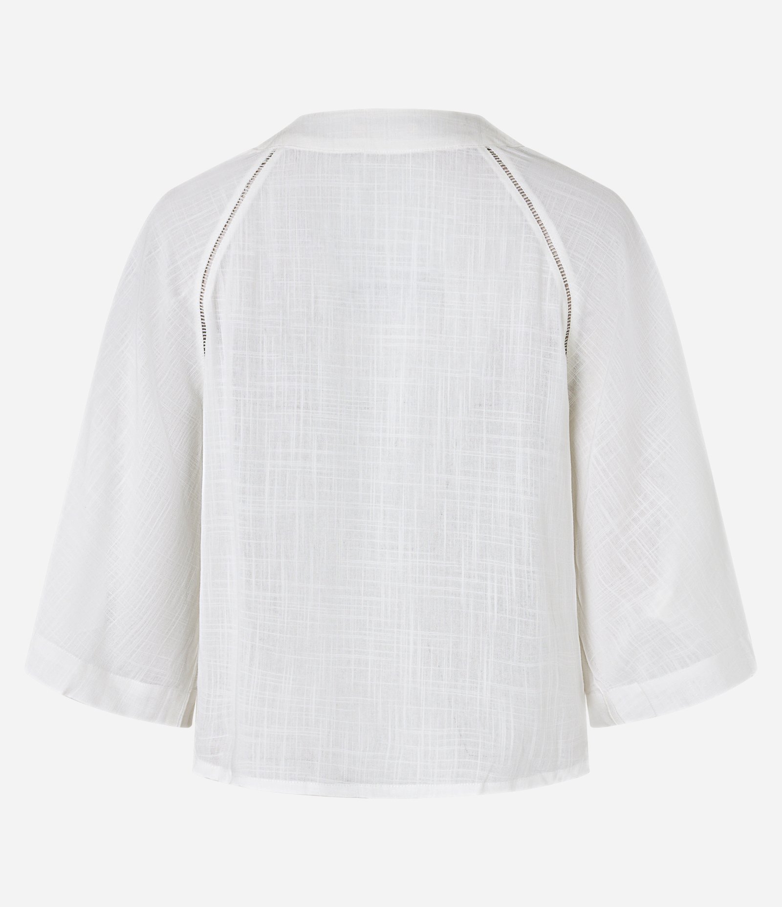 Blusa em Viscose com Entremeio e Manga Ampla Branco 7