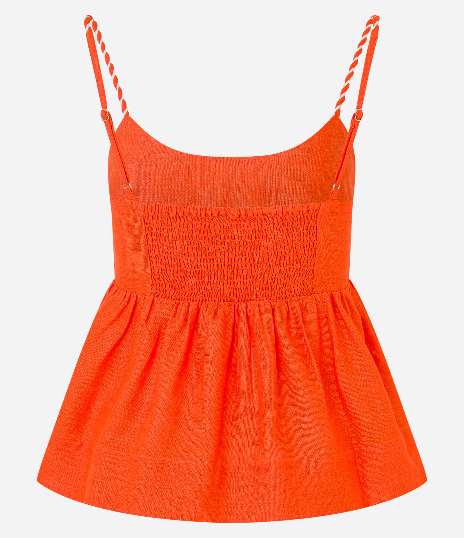Blusa em Viscolinho com Babado e Alça Bicolor Laranja 6