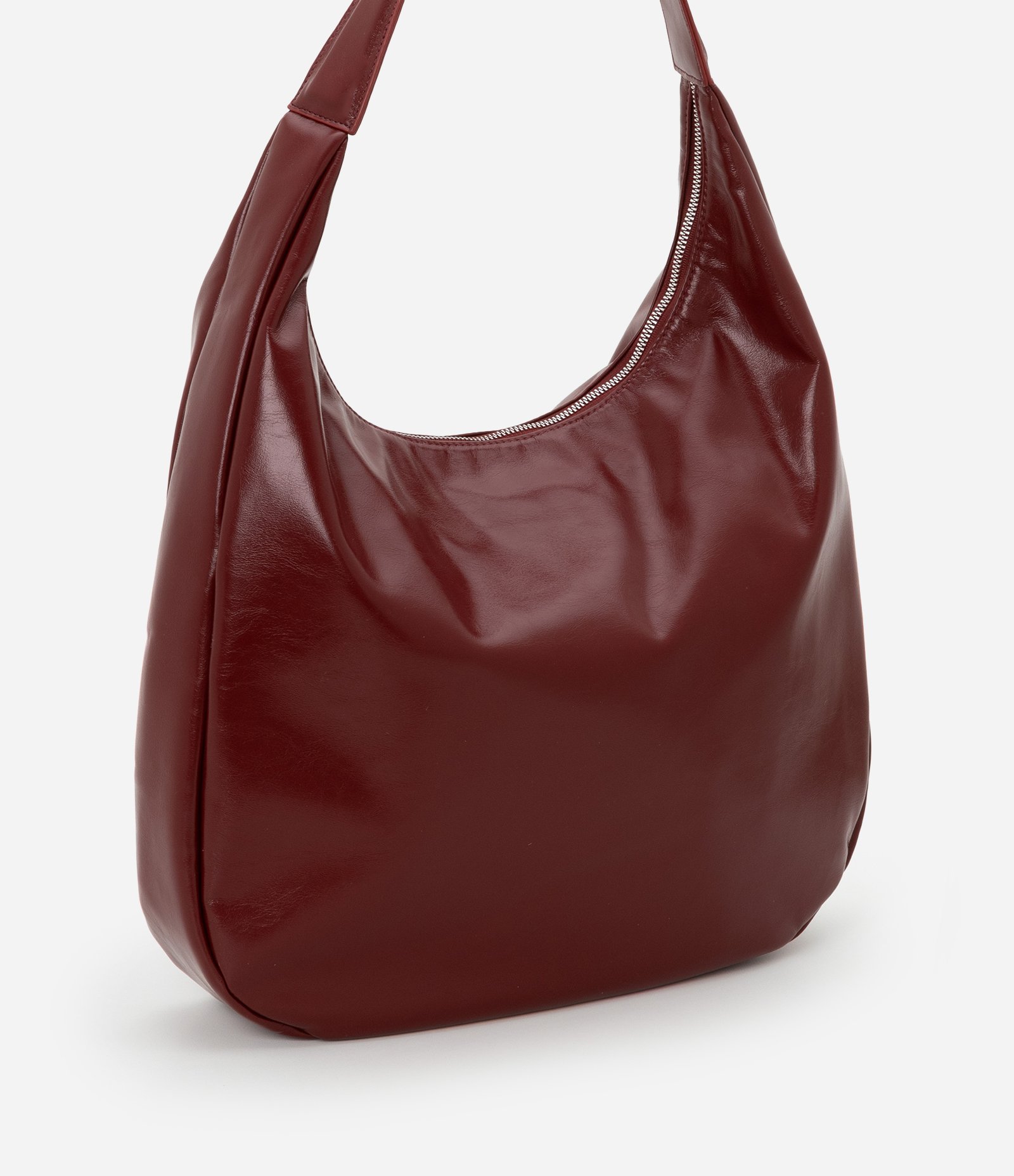 Bolsa Grande em PU com Efeito Brilhoso Bordô 1