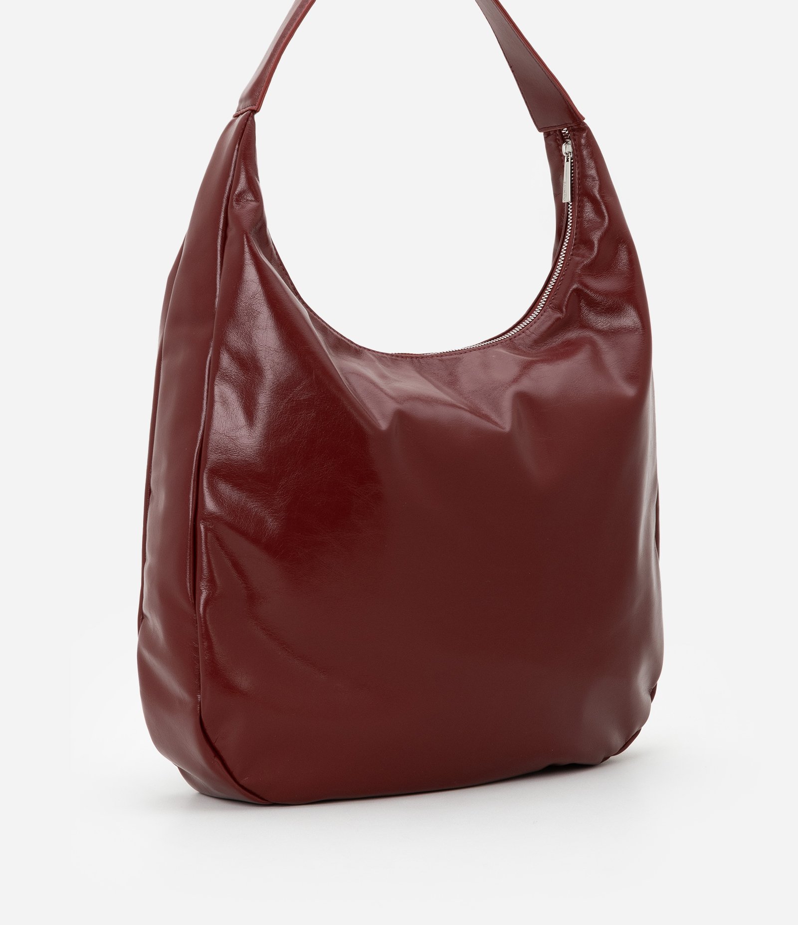 Bolsa Grande em PU com Efeito Brilhoso Bordô 3