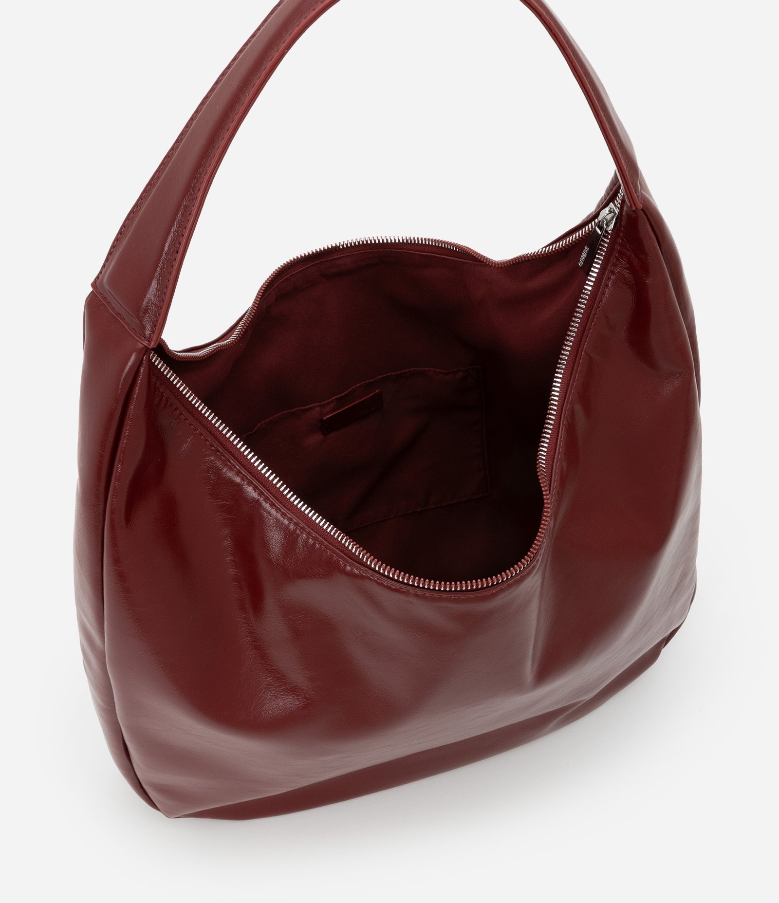 Bolsa Grande em PU com Efeito Brilhoso Bordô 5