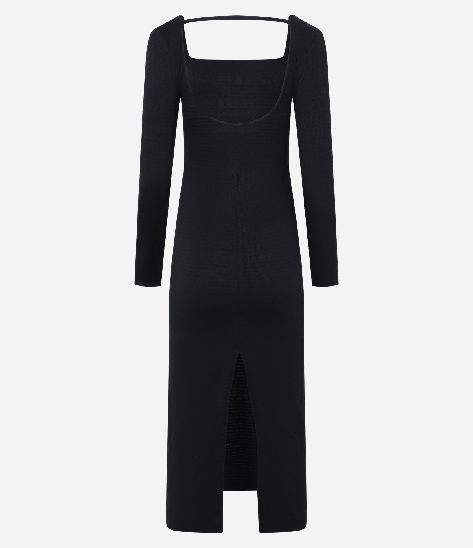 Vestido New Midi em Ribana Canelada com Fenda Preto 8