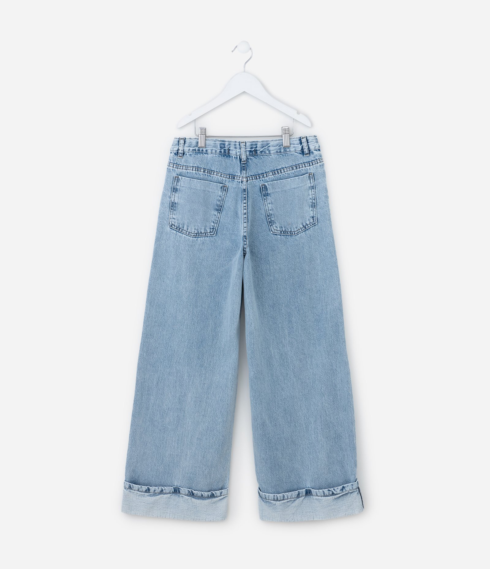 Calça Wide Leg Infantil Marmorizada com Barra Dobrada - Tam 5 a 14 Anos Azul 3