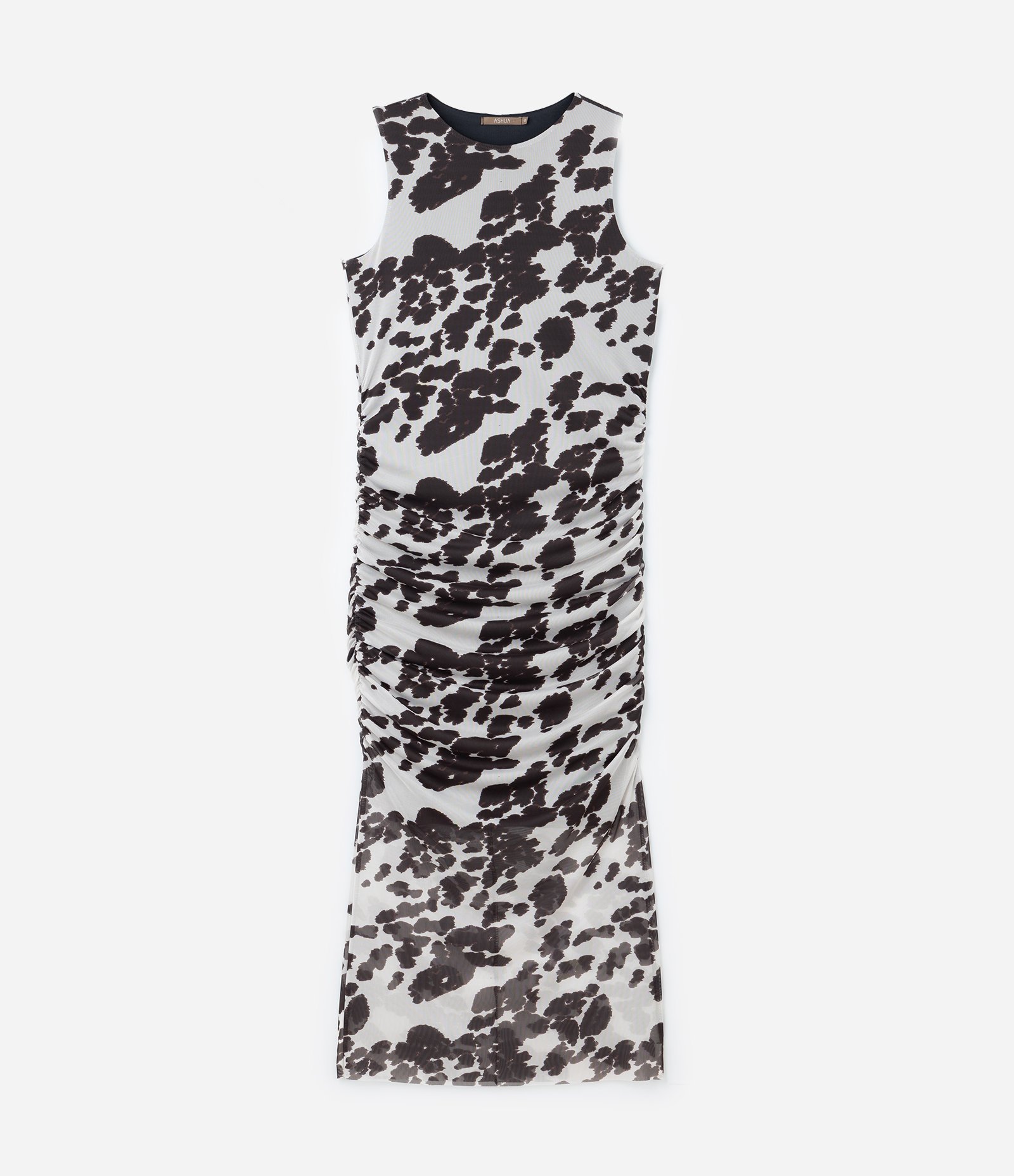 Vestido Tule Midi com Estampa de Vaca Curve & Plus Size Cinza/Marrom 6