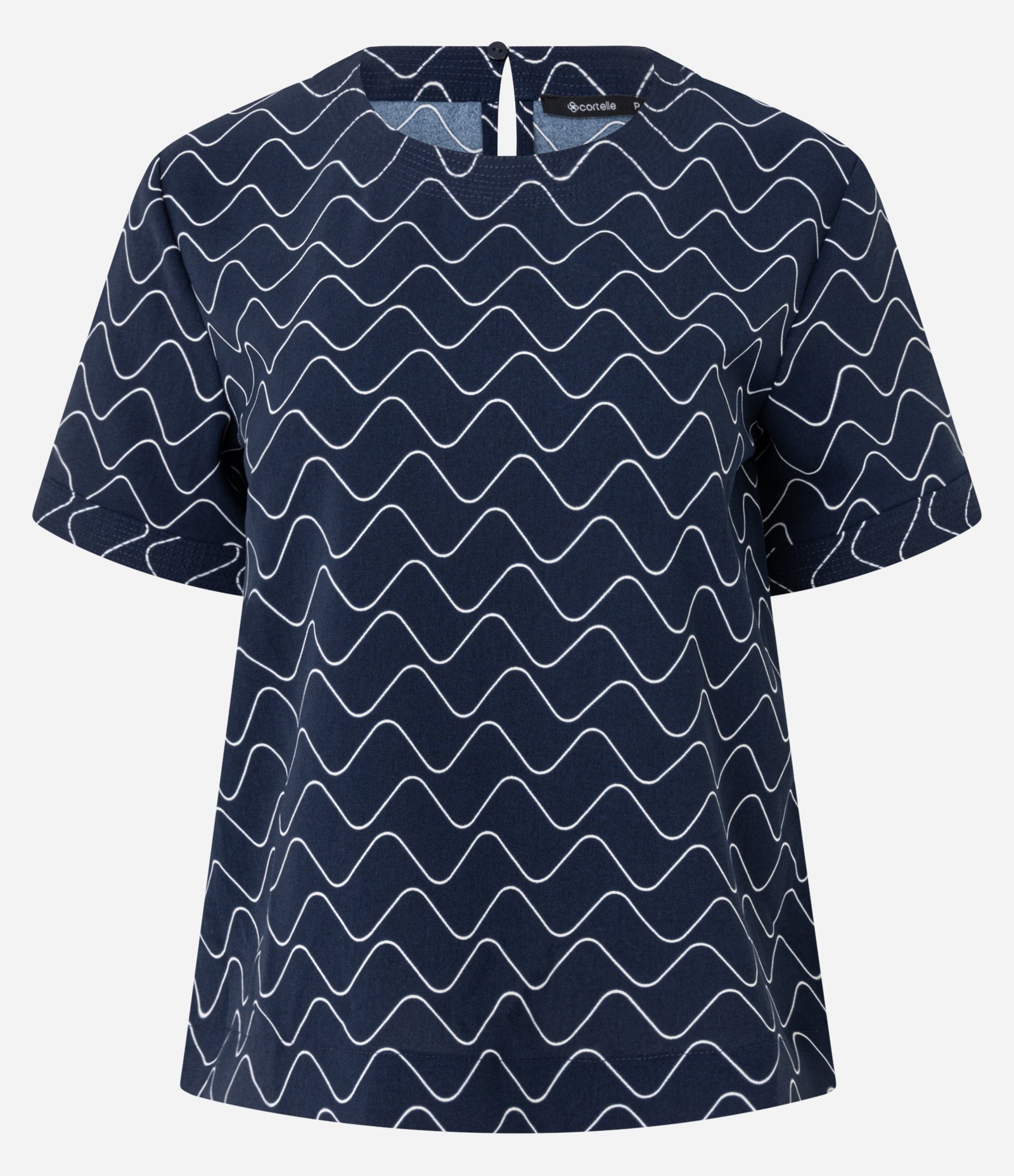 Blusa em Airflow com Estampa Linhas de Ondas Azul Marinho 5