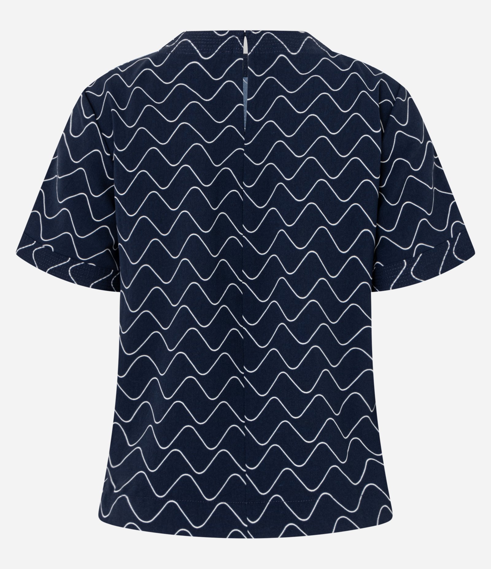 Blusa em Airflow com Estampa Linhas de Ondas Azul Marinho 6