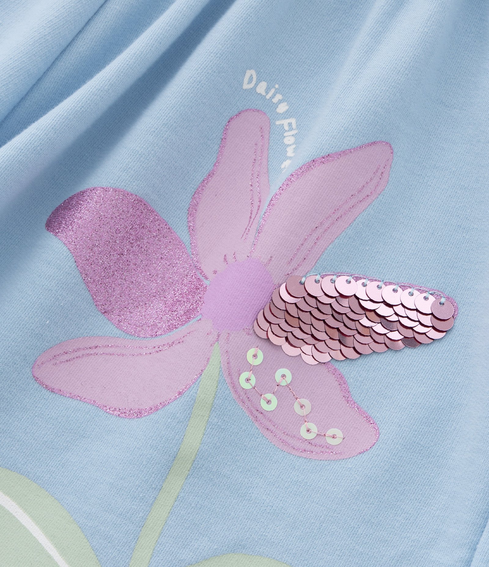 Short Infantil com Bordado Flores em Paetês - Tam 5 a 14 Anos Azul 7