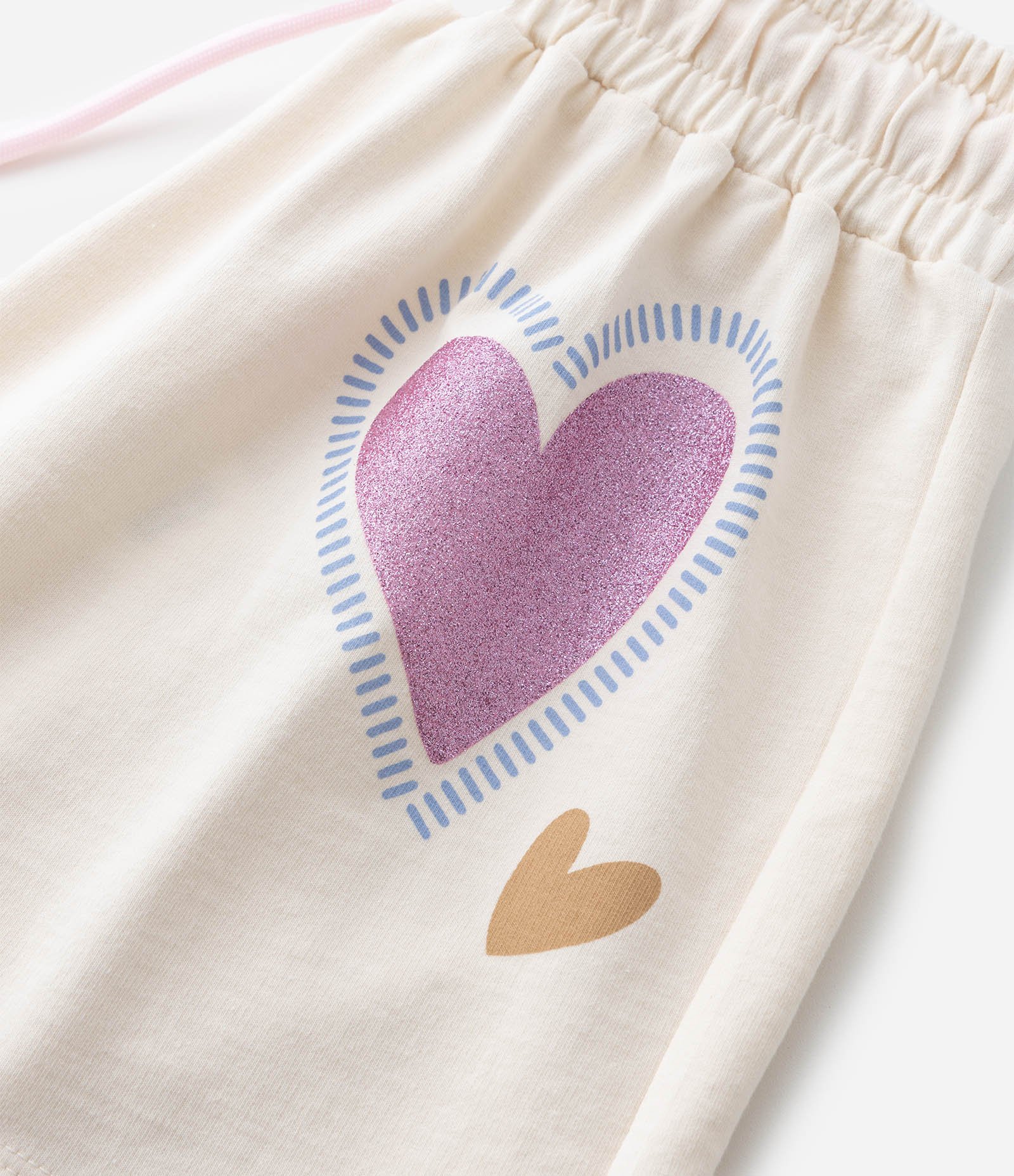 Short Infantil com Bordado Corações em Paetês - Tam 5 a 14 Anos Bege 6