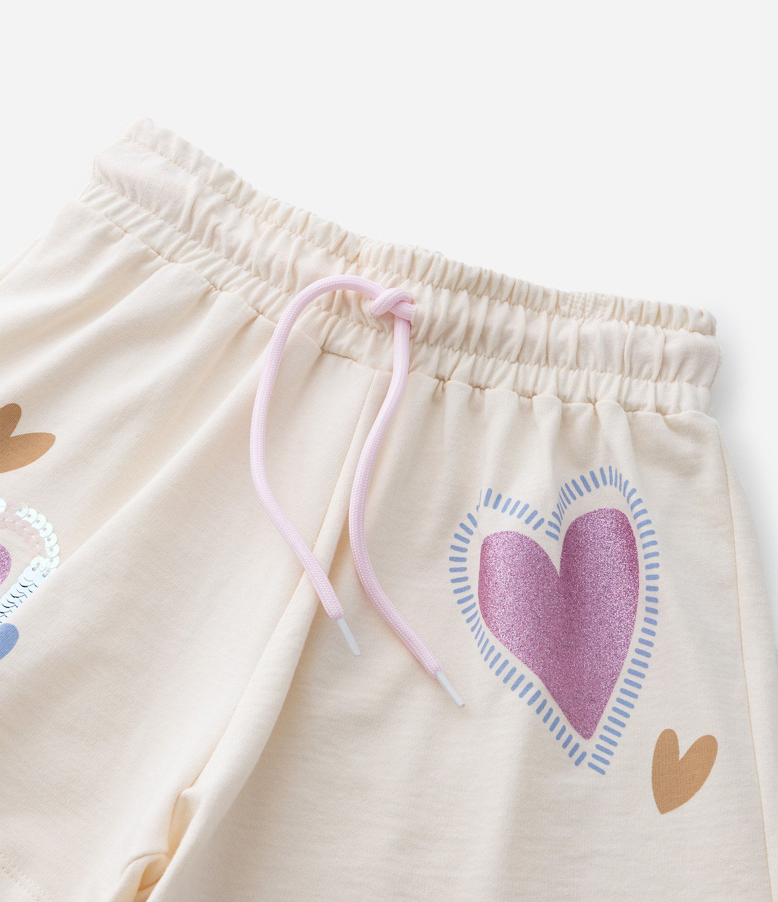 Short Infantil com Bordado Corações em Paetês - Tam 5 a 14 Anos Bege 7