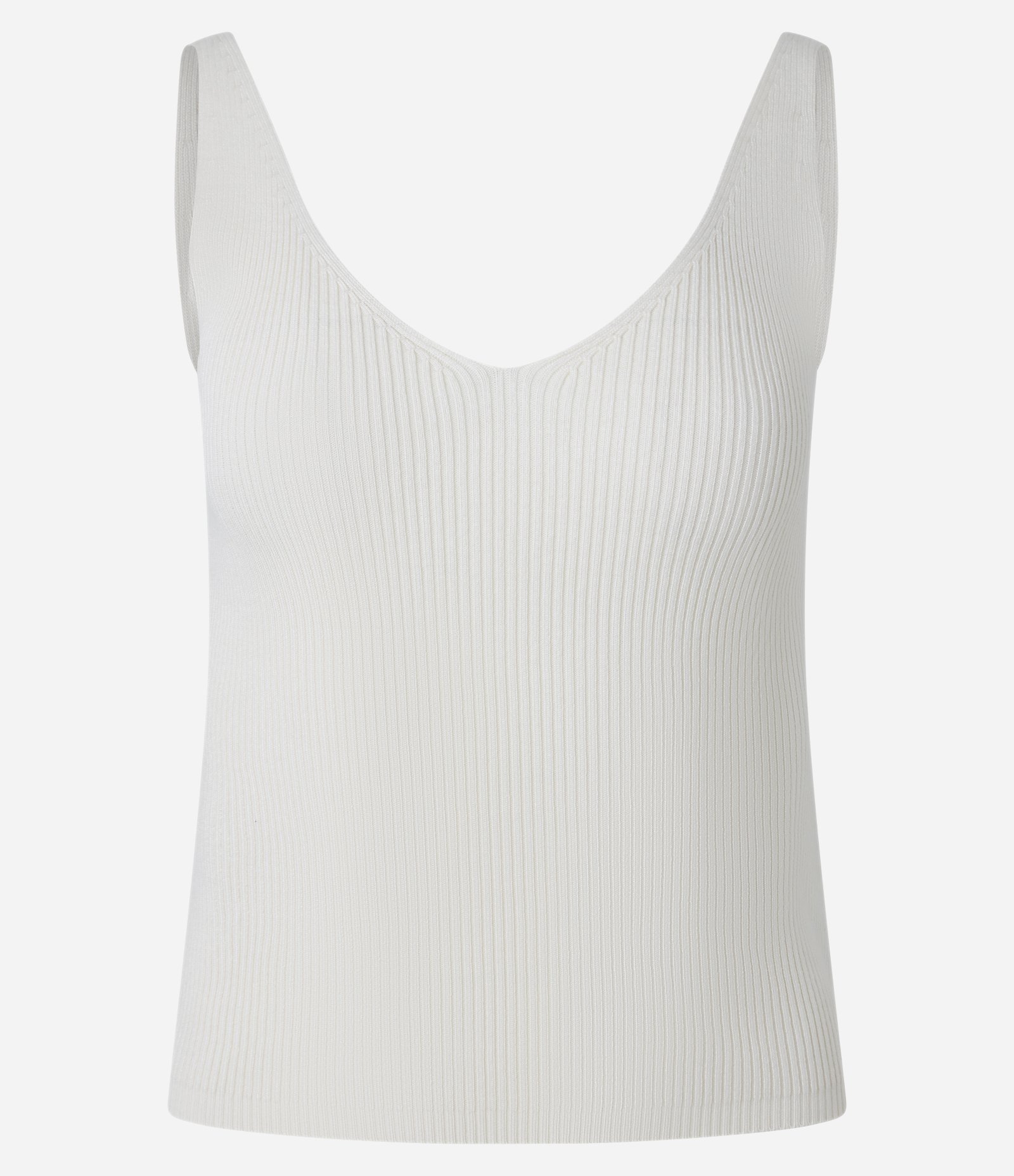 Blusa Canelada em Tricô com Decote V e Costas Decotadas Off White 1