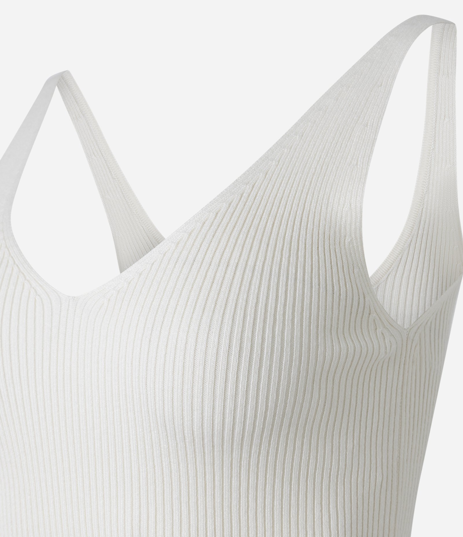 Blusa Canelada em Tricô com Decote V e Costas Decotadas Off White 2