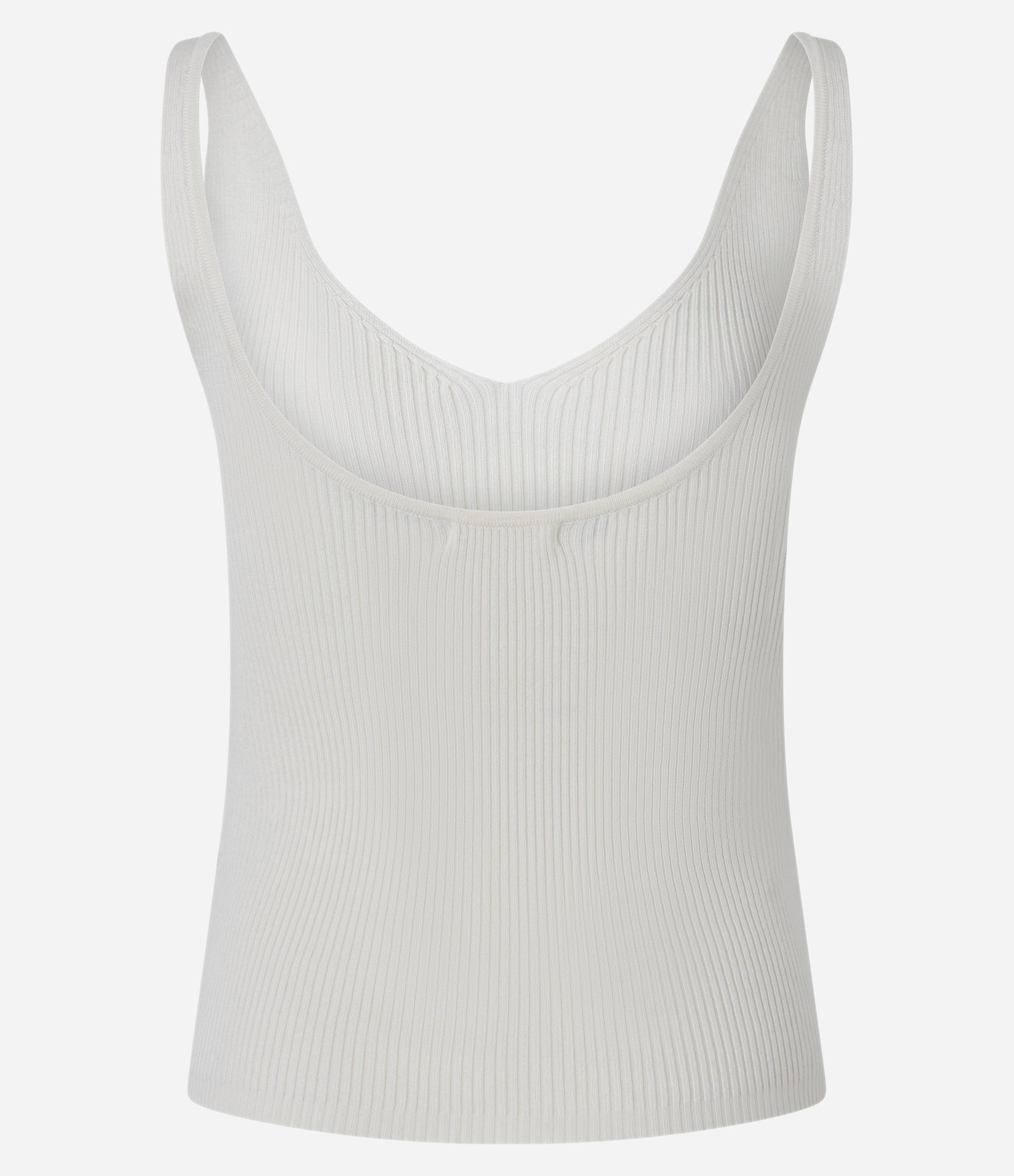 Blusa Canelada em Tricô com Decote V e Costas Decotadas Off White 3