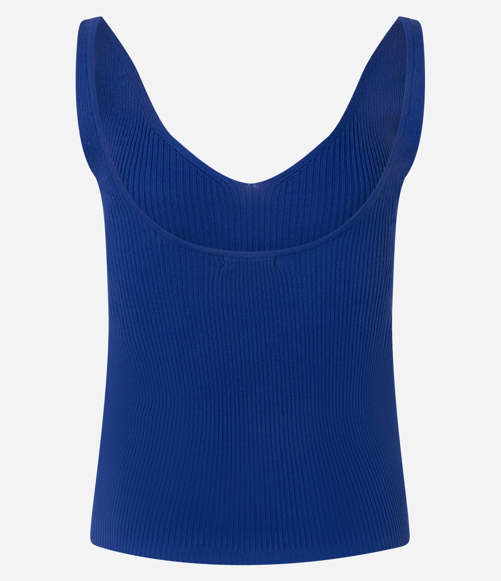 Blusa Canelada em Tricô com Decote V e Costas Decotadas Azul Índigo 3