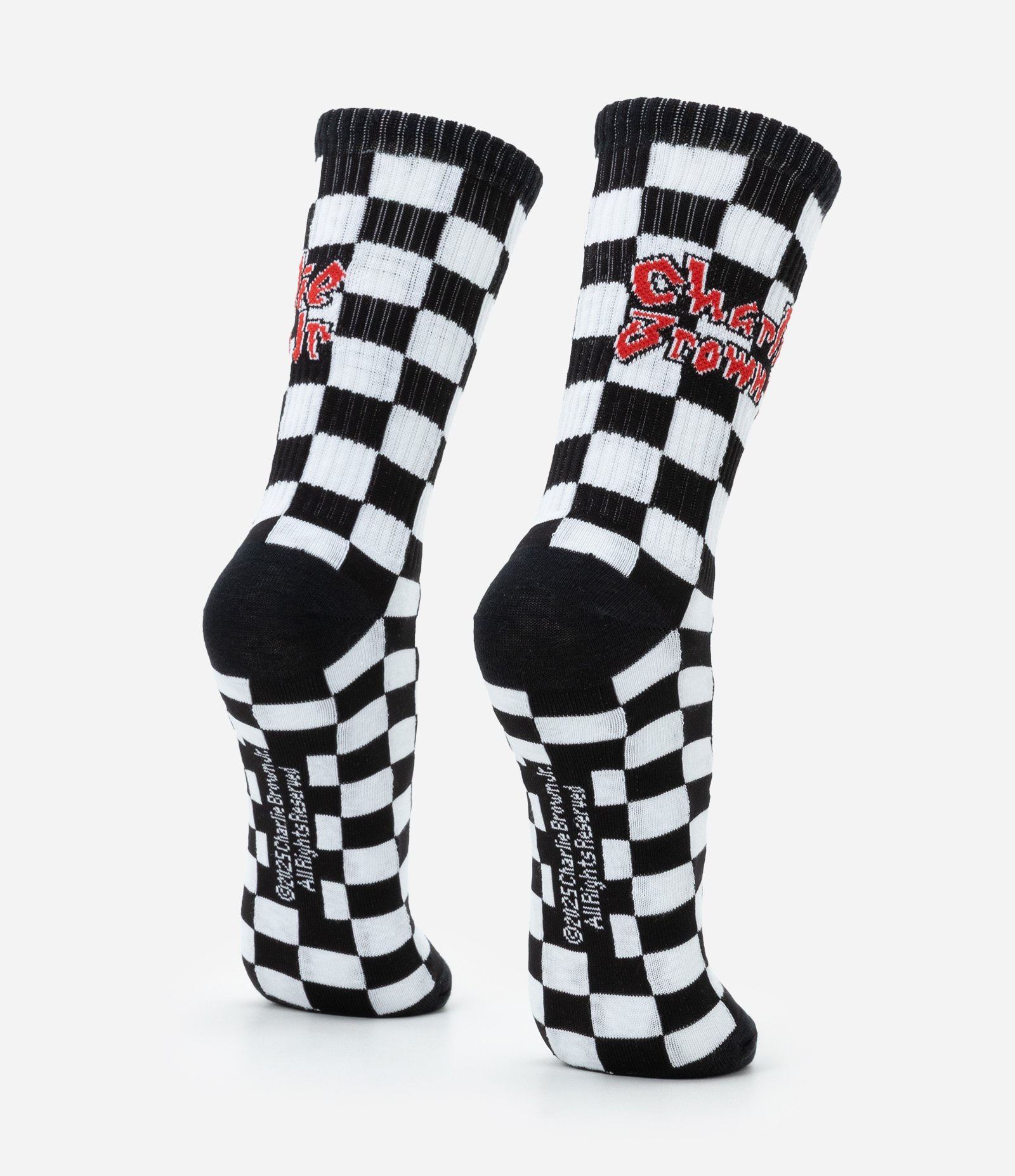 Meia em Algodão Estampa Quadriculada e Lettering Charlie Brown Jr Preto 3