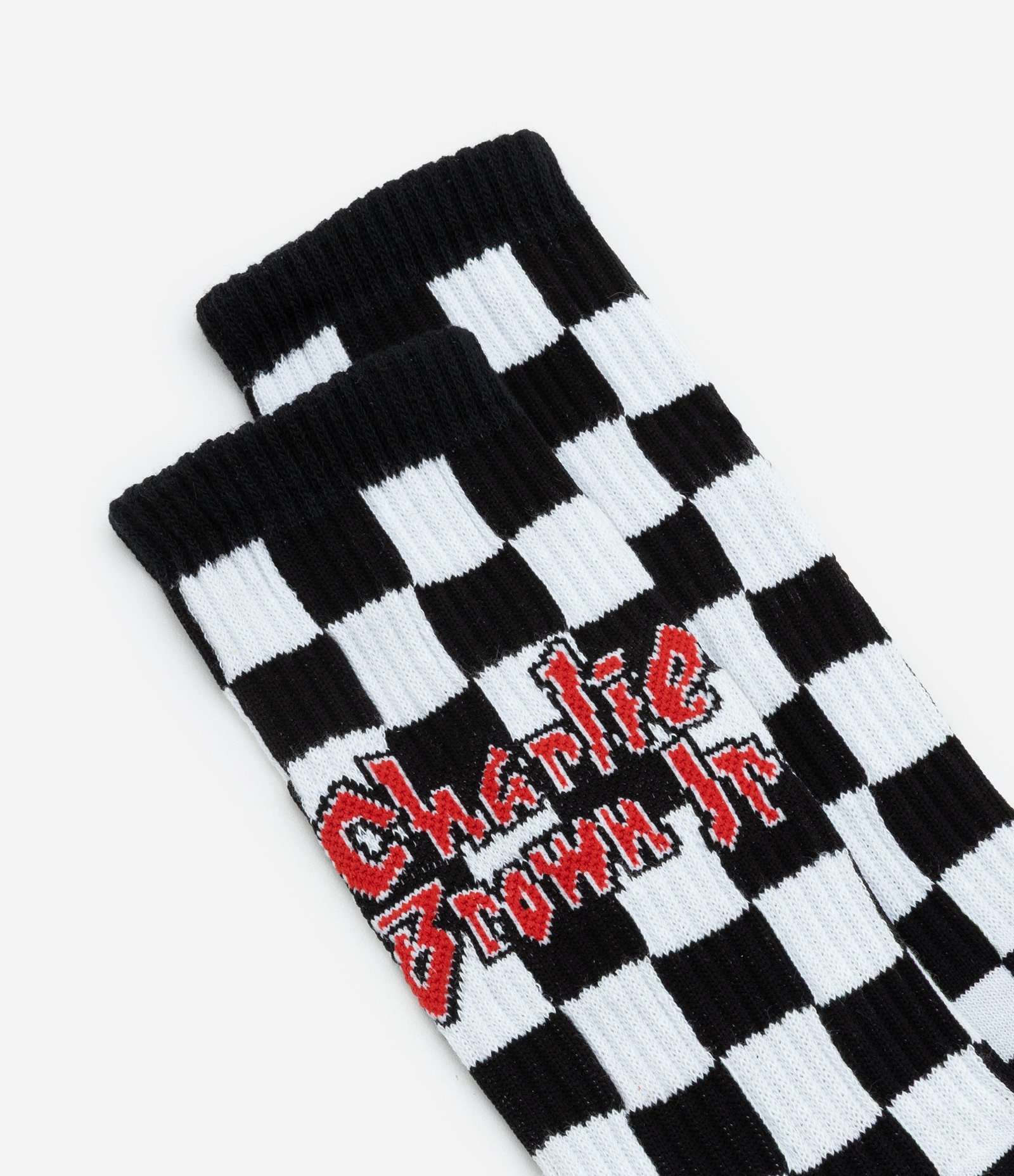 Meia em Algodão Estampa Quadriculada e Lettering Charlie Brown Jr Preto 4