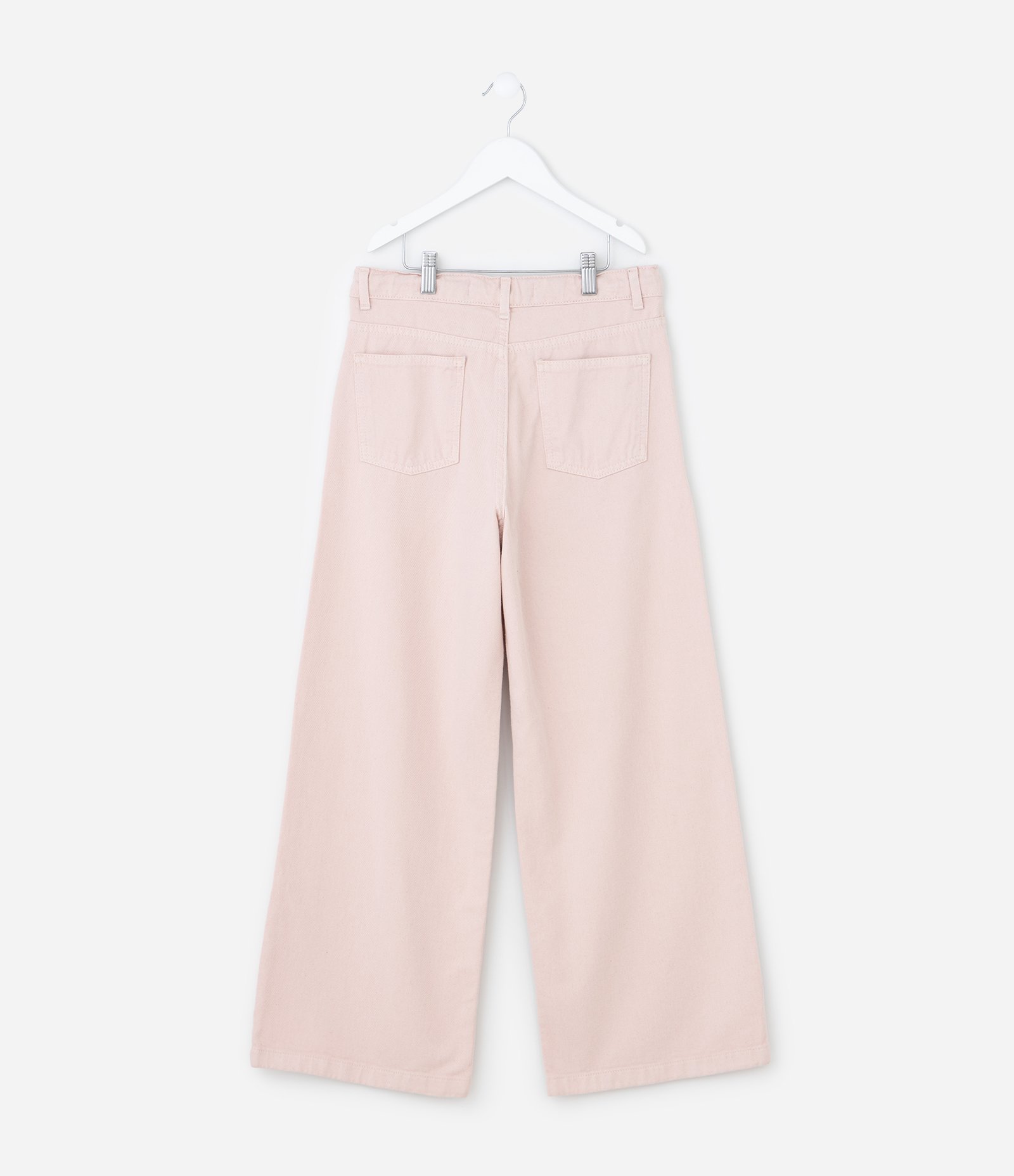 Calça Infantil Wide Leg em Jeans com Cordão - Tam 5 a 14 Anos Rosa 2