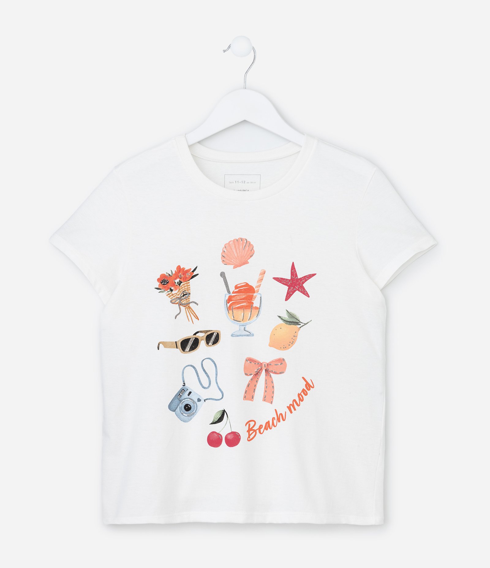 Camiseta Infantil com Estampa Beach Mood - Tam 5 a 14 Anos Branco 1
