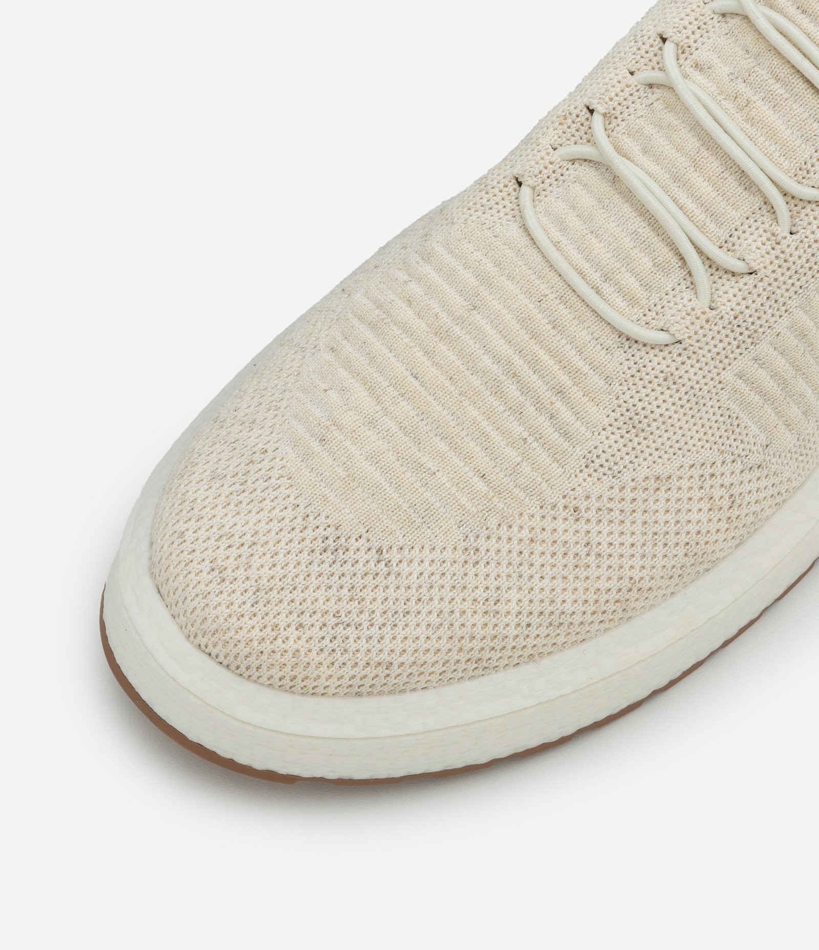 Tênis Casual em Knit com Calce Fácil e Cadarço Elástico Texturizado Bege 3