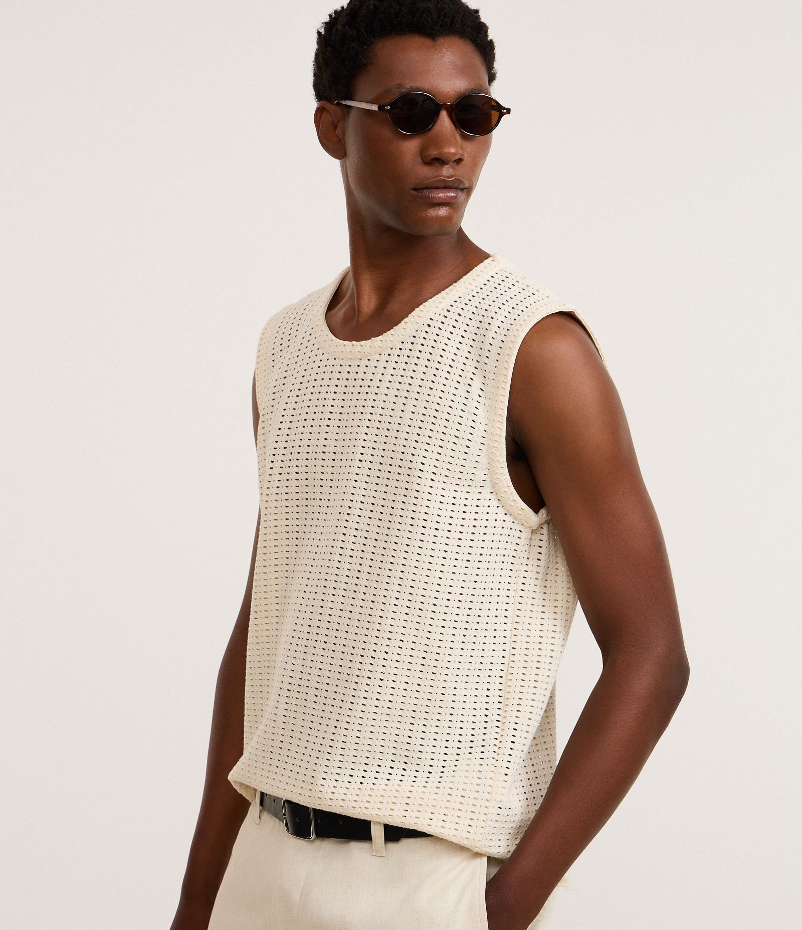 Regata Regula em Tricô Texturizado Off White 1