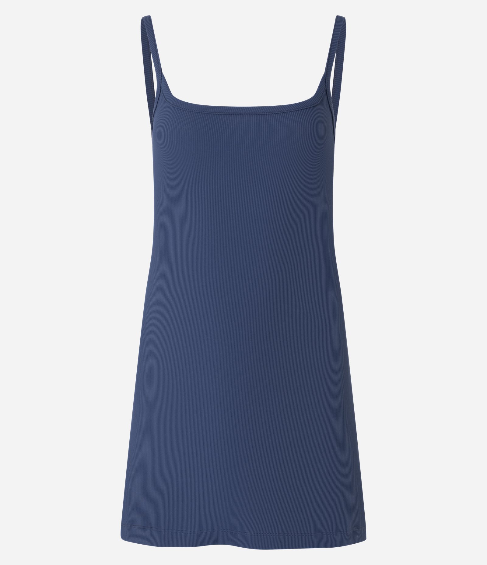 Vestido Evasê em Ribana com Alcinhas Azul Marinho 5