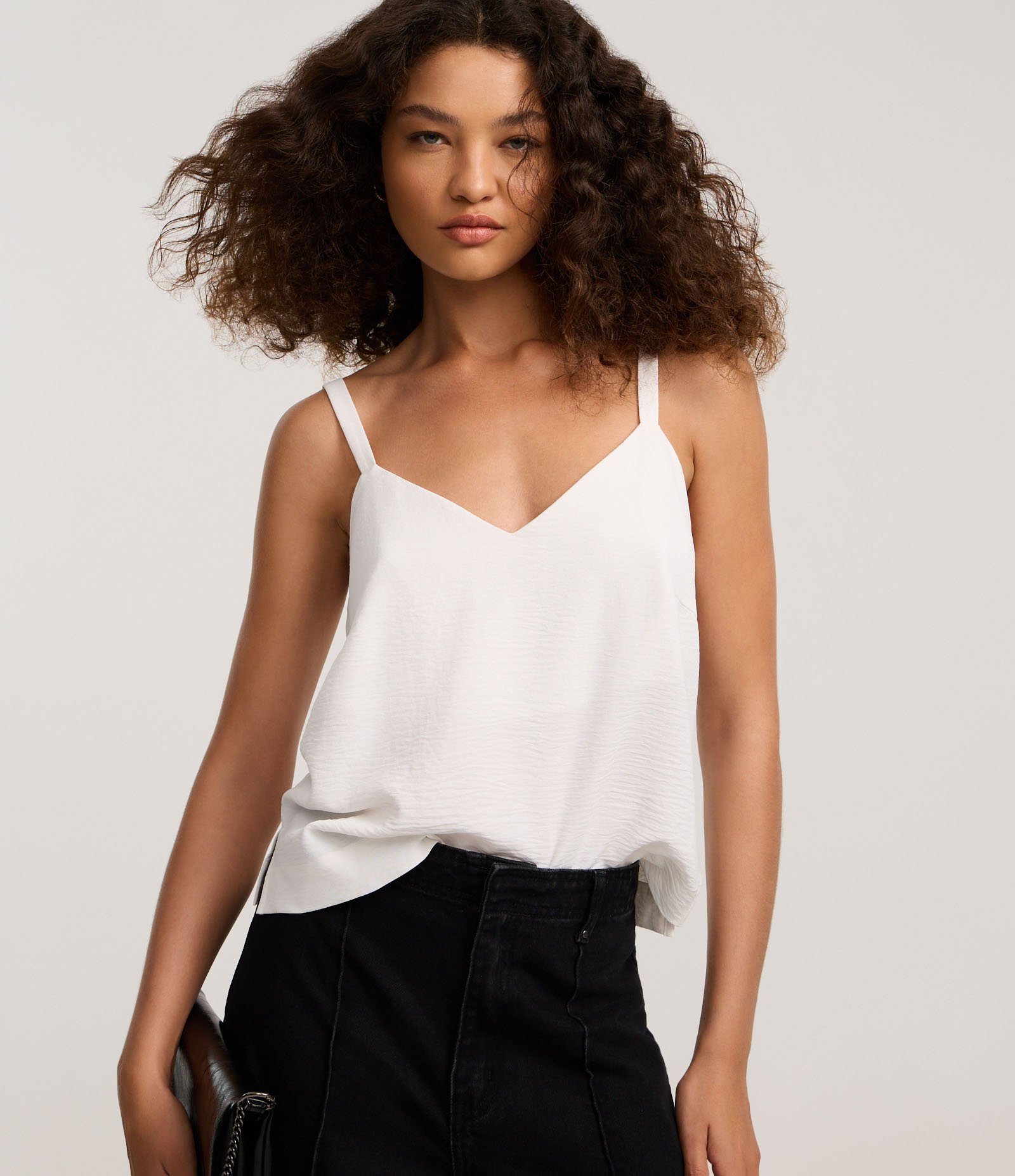 Blusa de Alça em Airflow com Decote V Off White 1