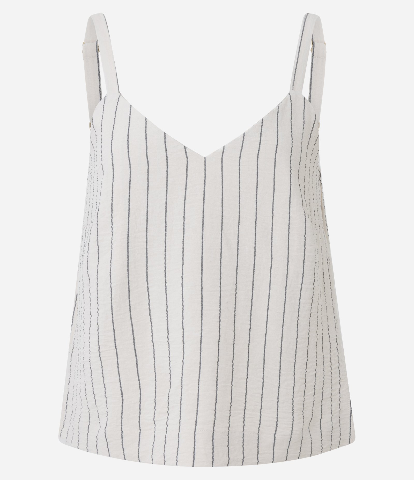 Blusa de Alça em Airflow com Listras Verticais de Fio Tinto Bege 6