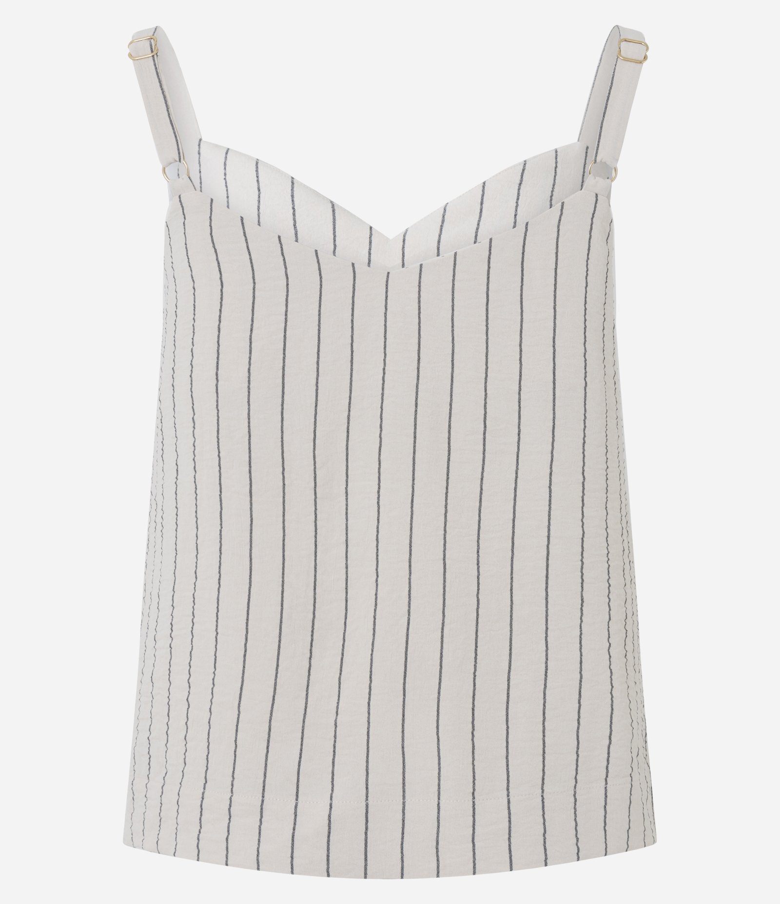 Blusa de Alça em Airflow com Listras Verticais de Fio Tinto Bege 7