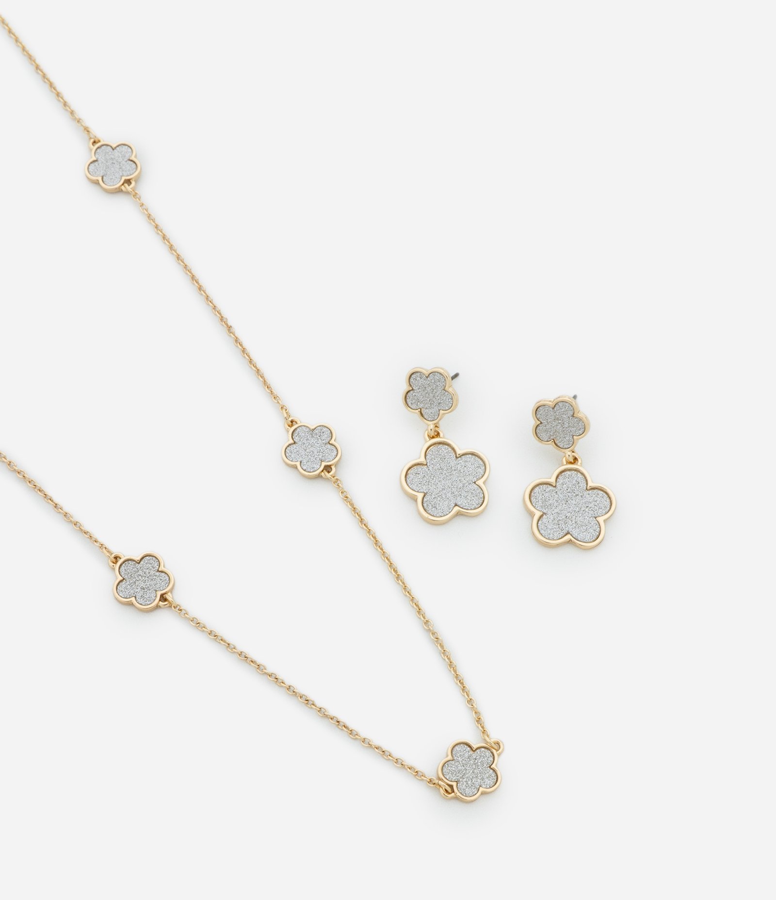 Conjunto de Colar e Brinco com Revestimento Brilhante Dourado 1